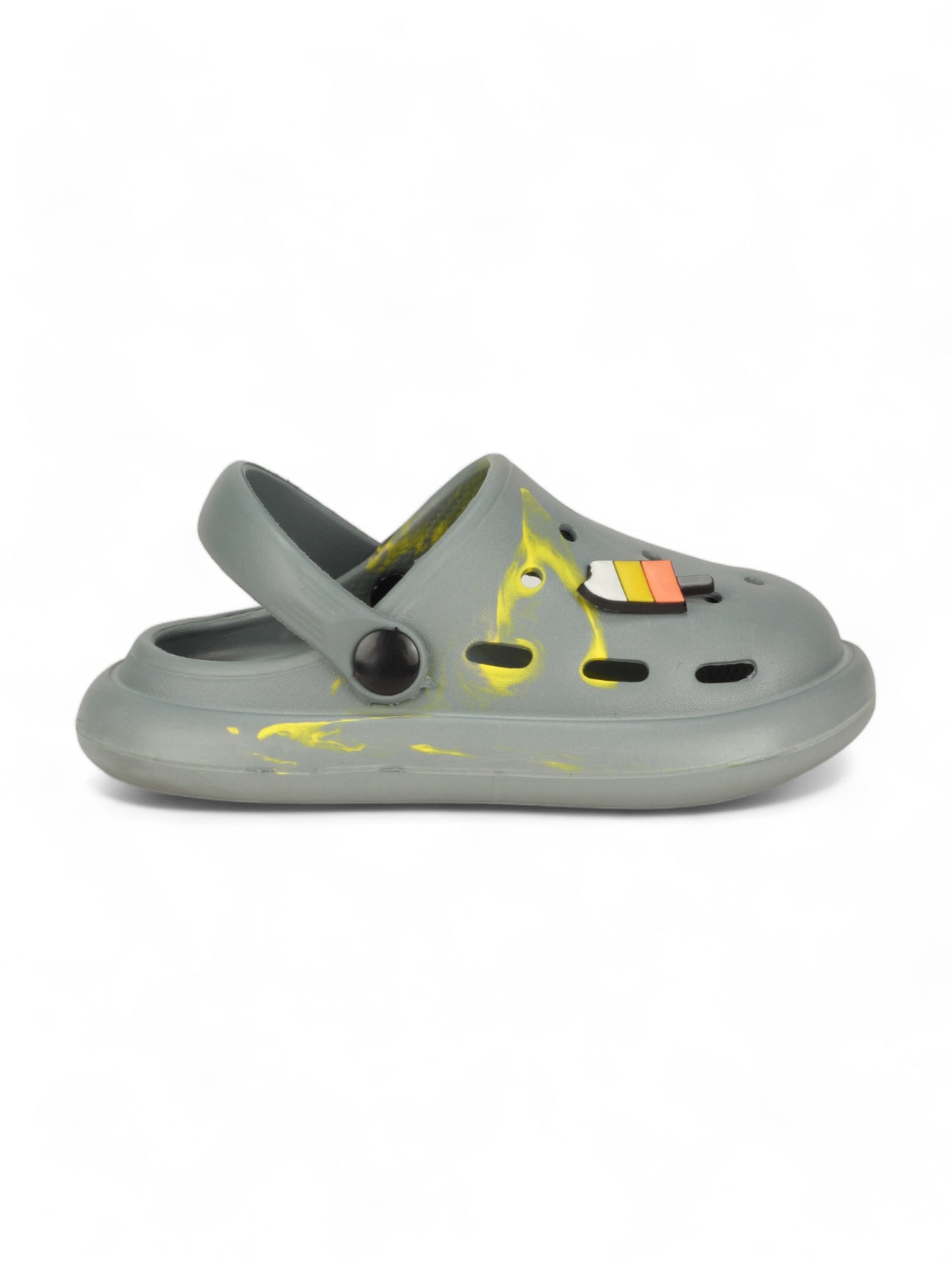 Marble Look Ice Cream Applique Anti-Slip Clogs - Grey