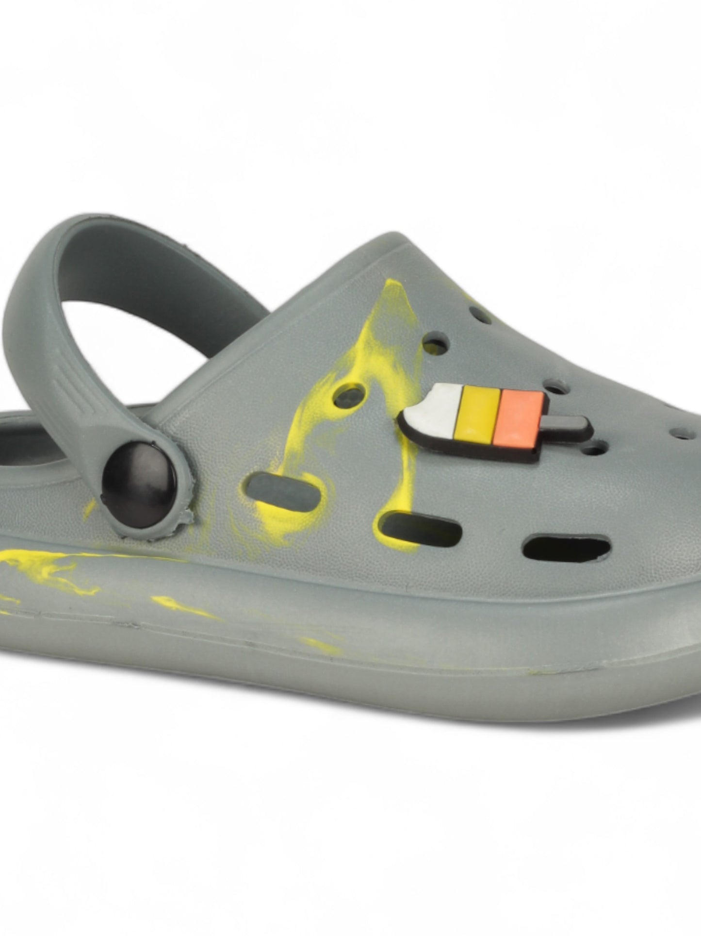 Marble Look Ice Cream Applique Anti-Slip Clogs - Grey