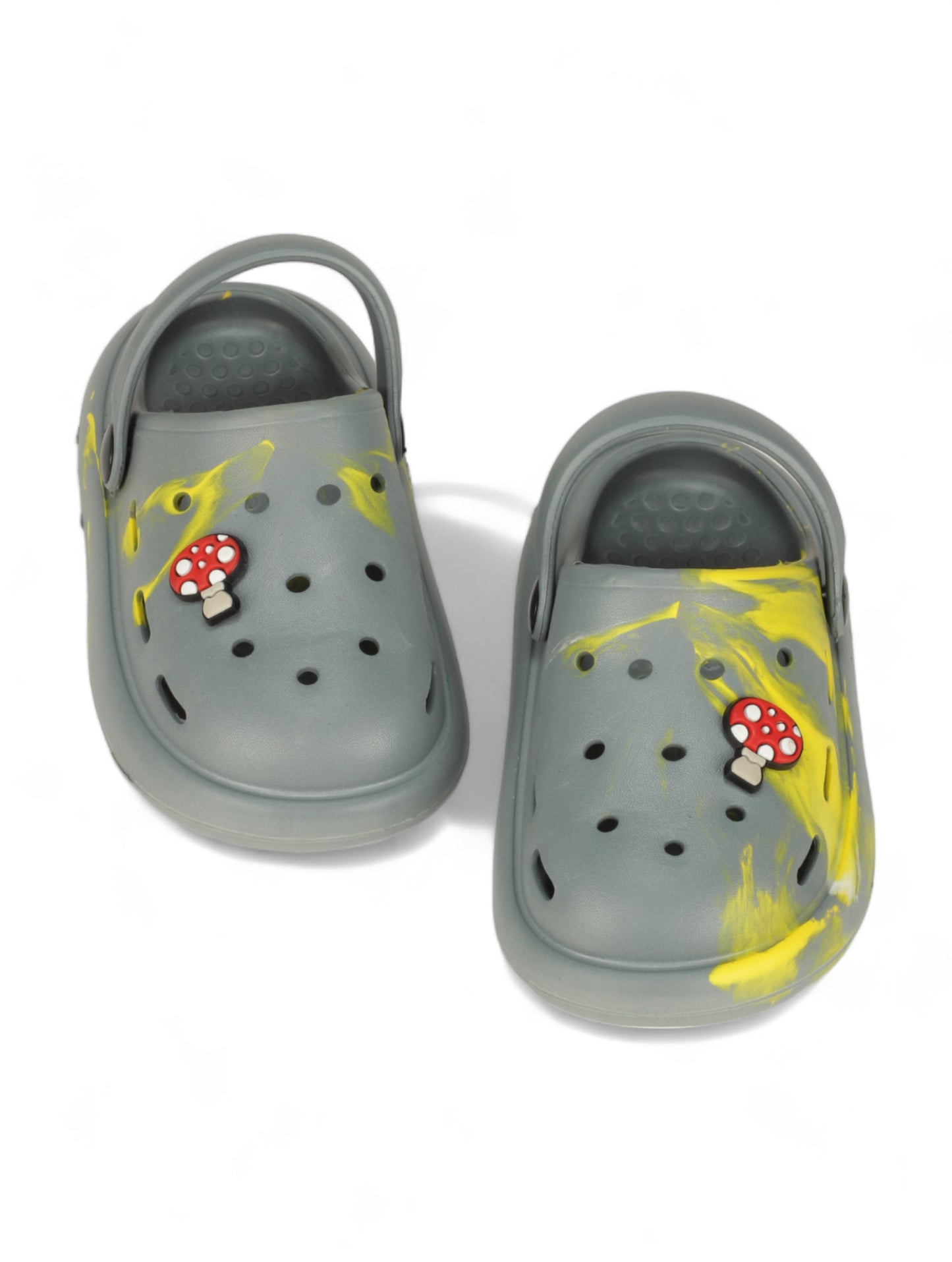 Marble Look Mushroom Applique Anti-Slip Clogs - Grey