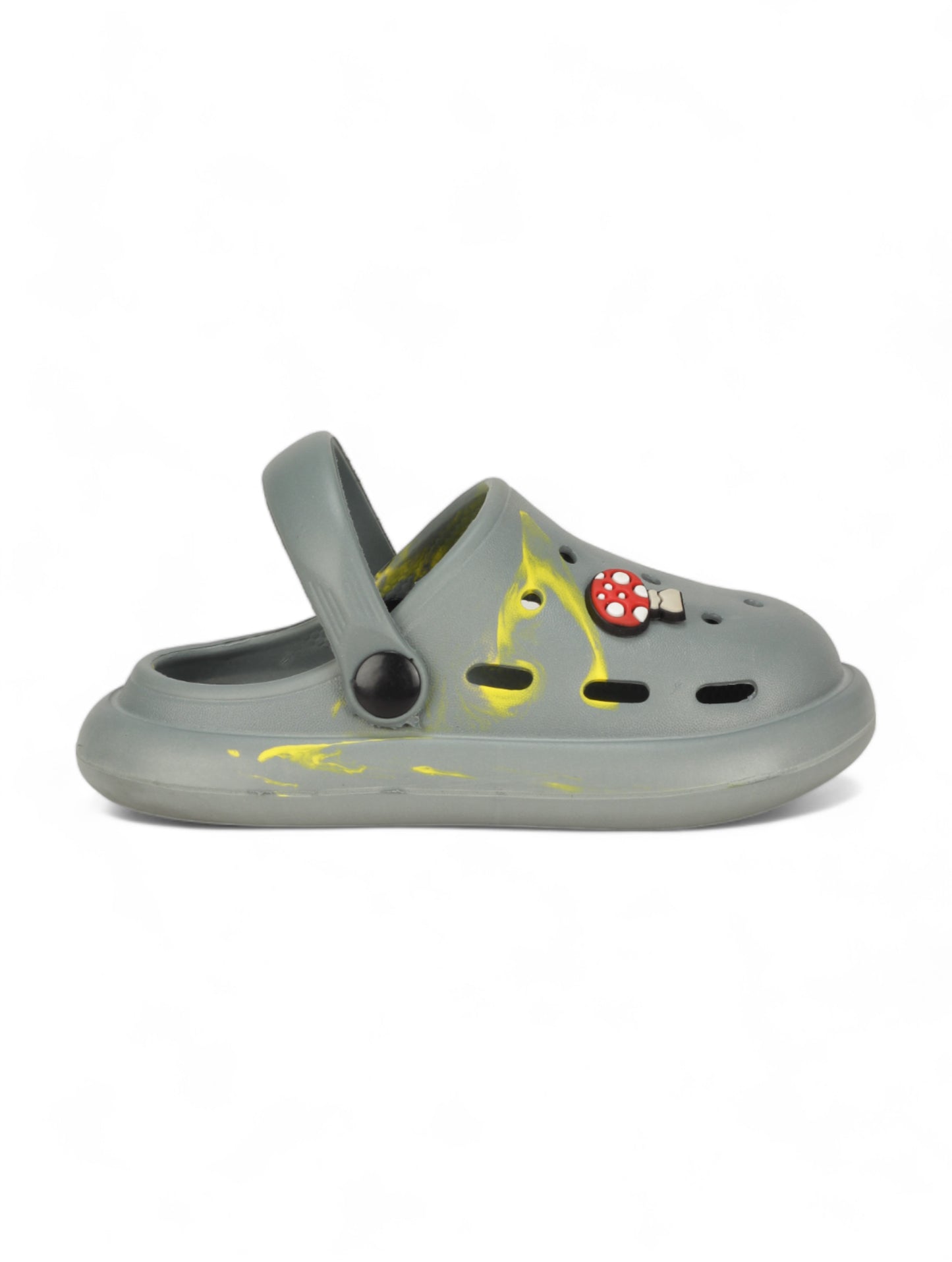 Marble Look Mushroom Applique Anti-Slip Clogs - Grey