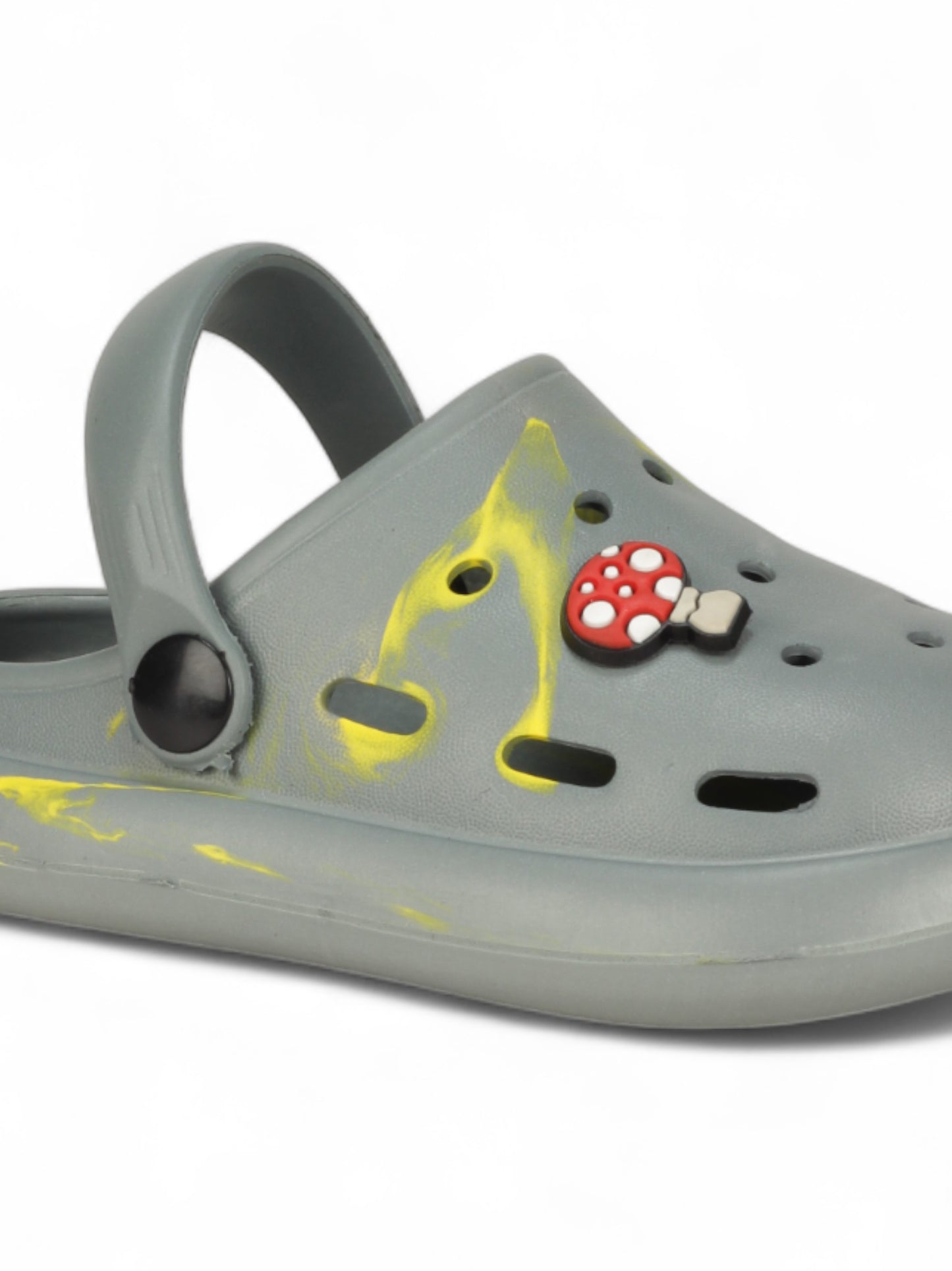 Marble Look Mushroom Applique Anti-Slip Clogs - Grey