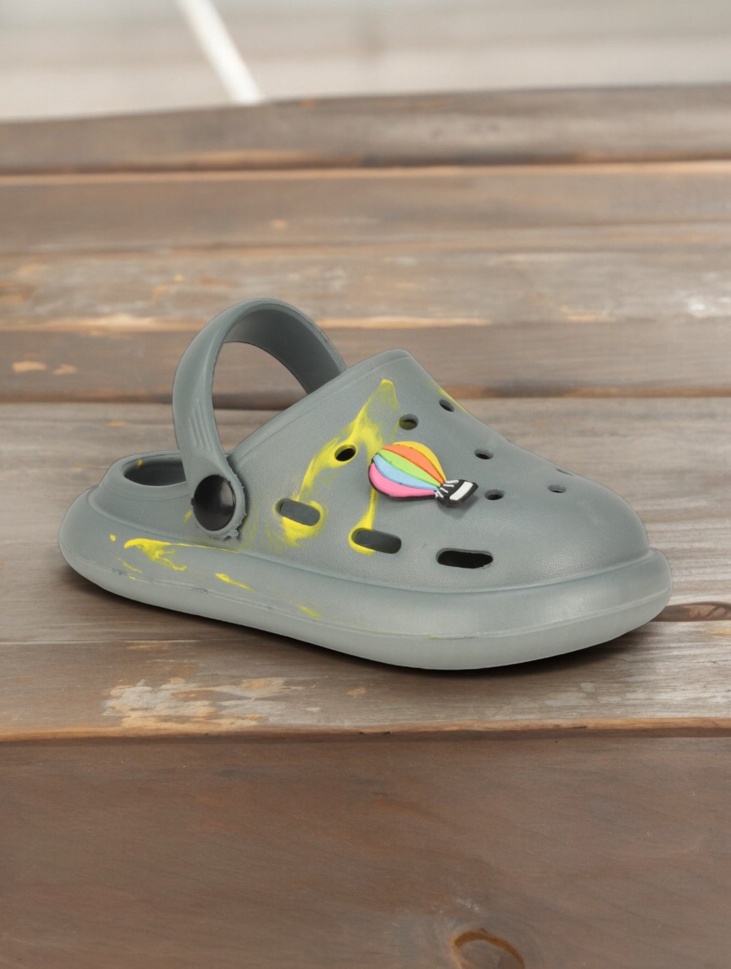Marble Look Hot Air Balloon Applique Anti-Slip Clogs - Grey
