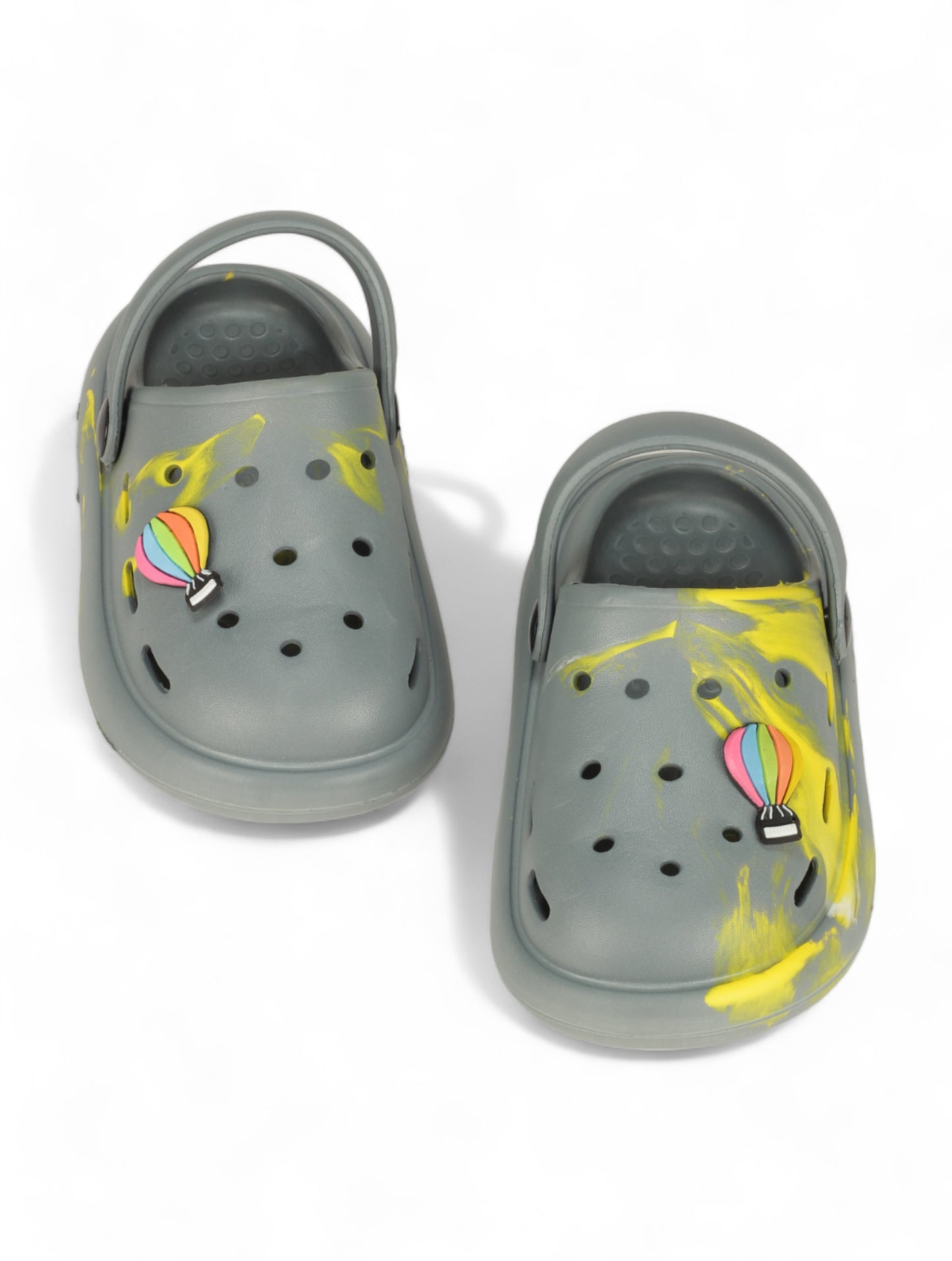 Marble Look Hot Air Balloon Applique Anti-Slip Clogs - Grey