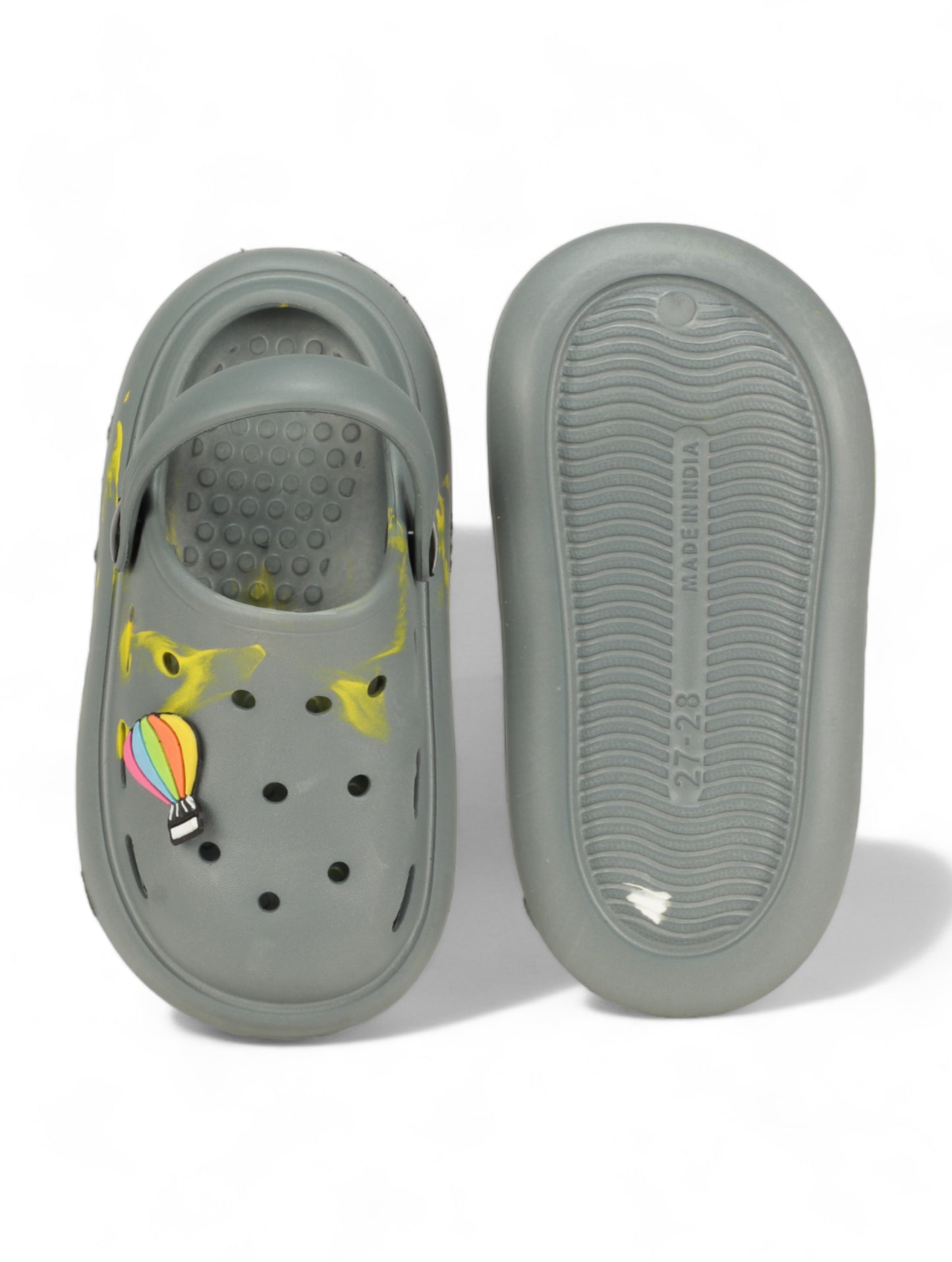 Marble Look Hot Air Balloon Applique Anti-Slip Clogs - Grey