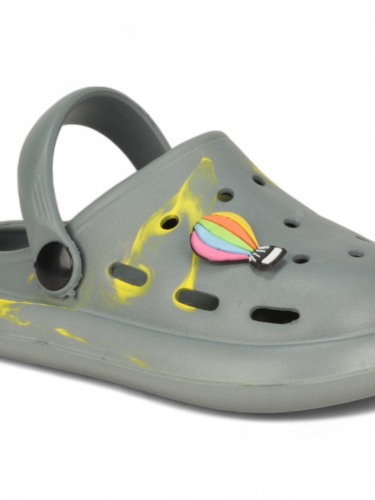 Marble Look Hot Air Balloon Applique Anti-Slip Clogs - Grey