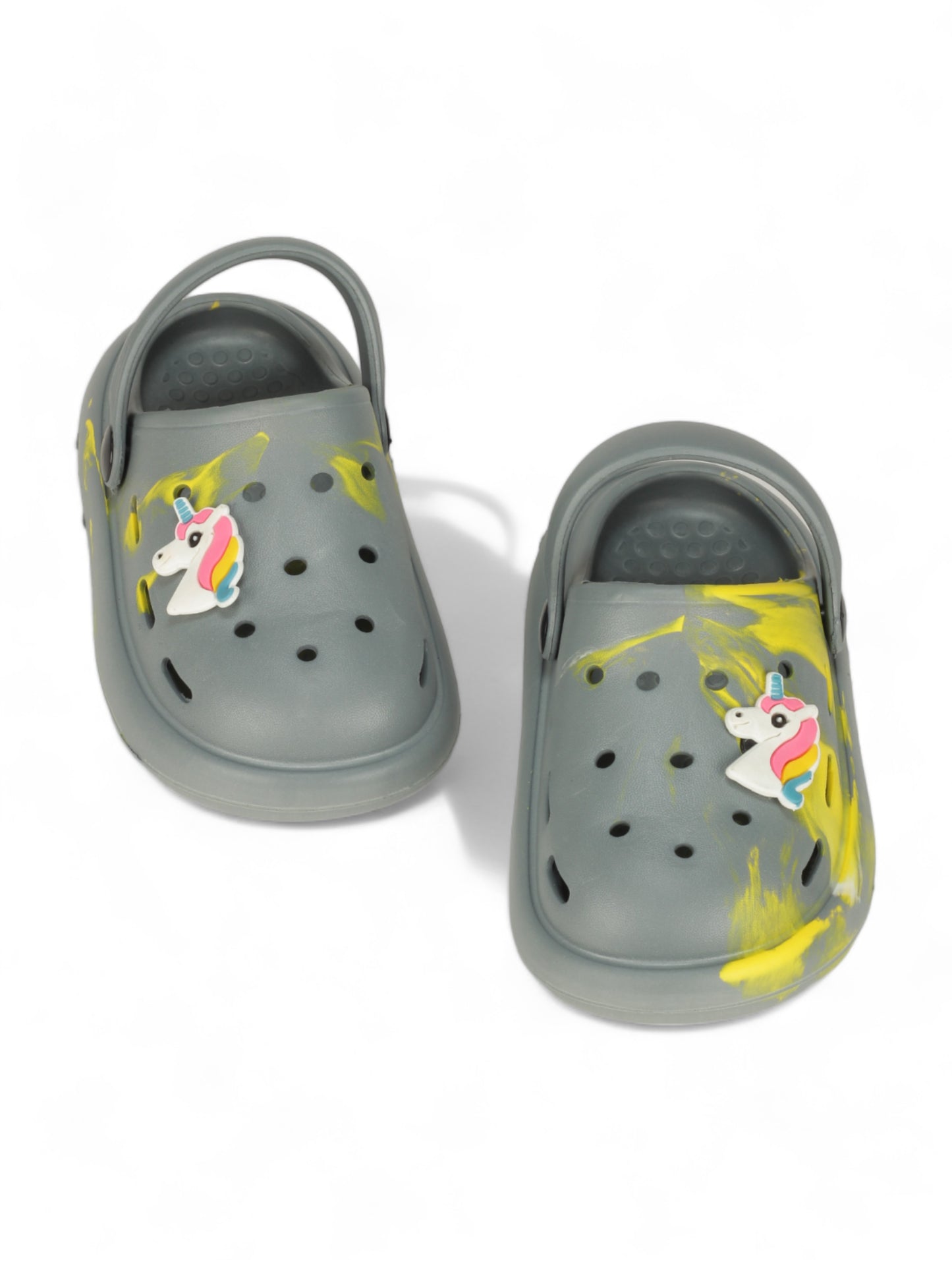 Marble Look Unicorn Applique Anti-Slip Clogs - Grey