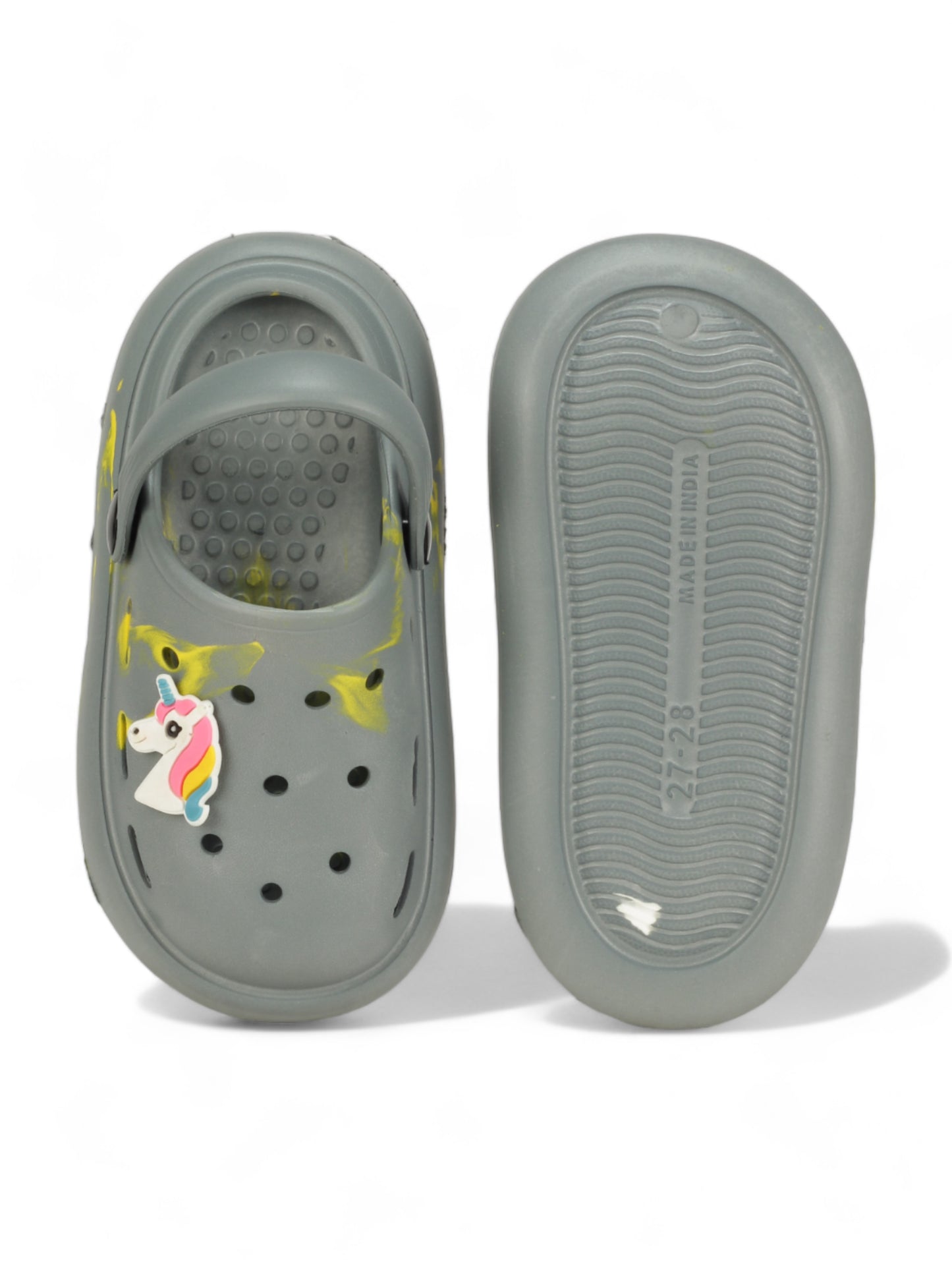 Marble Look Unicorn Applique Anti-Slip Clogs - Grey