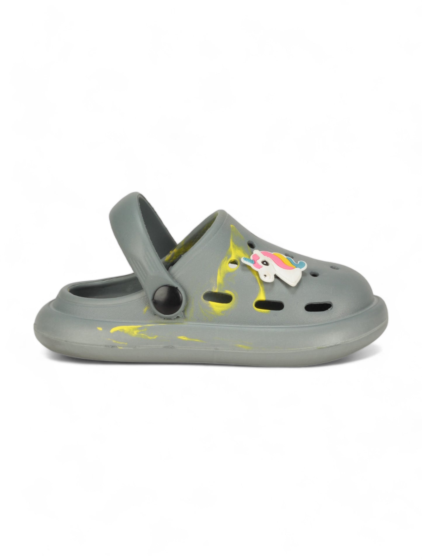 Marble Look Unicorn Applique Anti-Slip Clogs - Grey