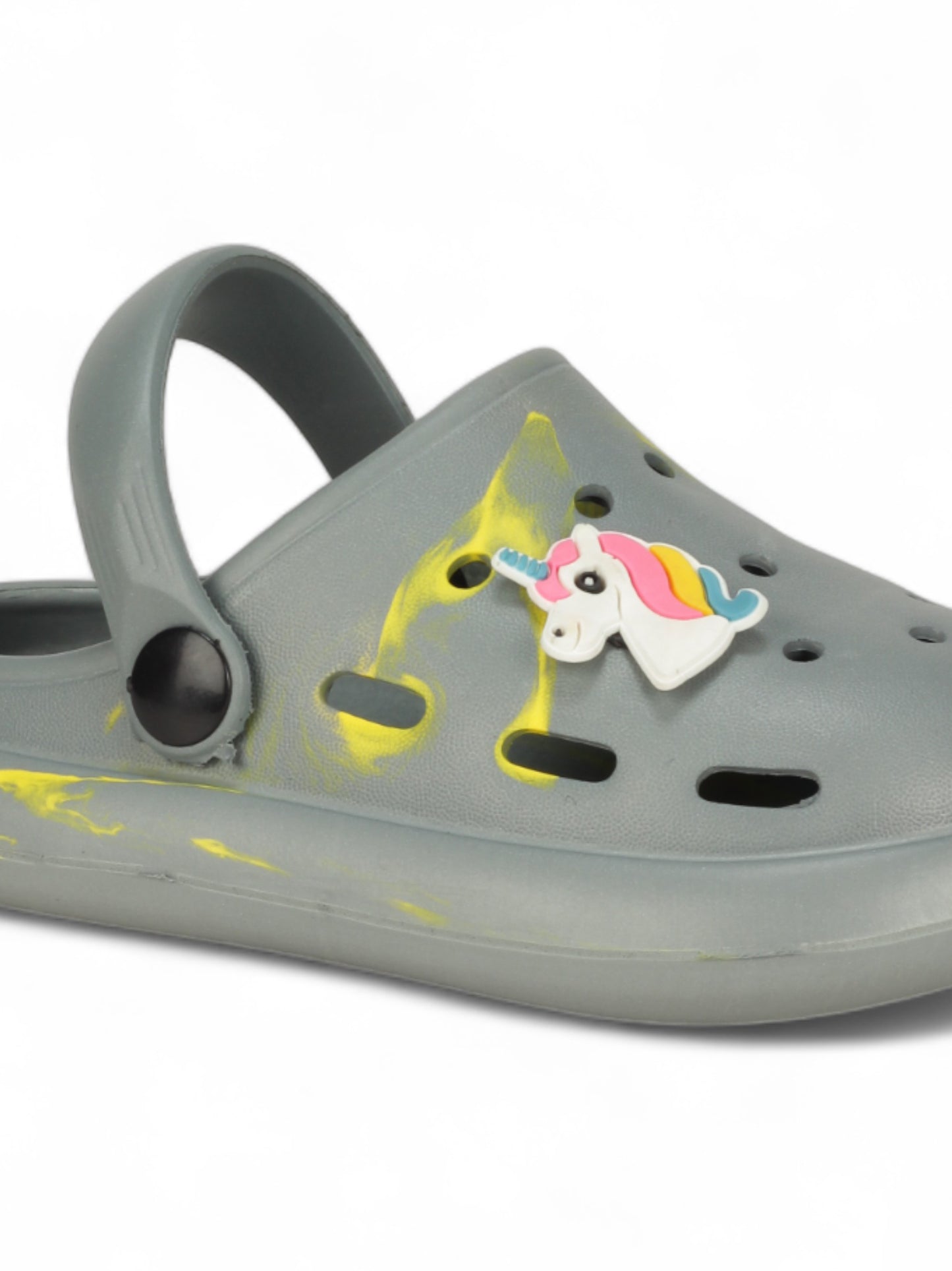 Marble Look Unicorn Applique Anti-Slip Clogs - Grey