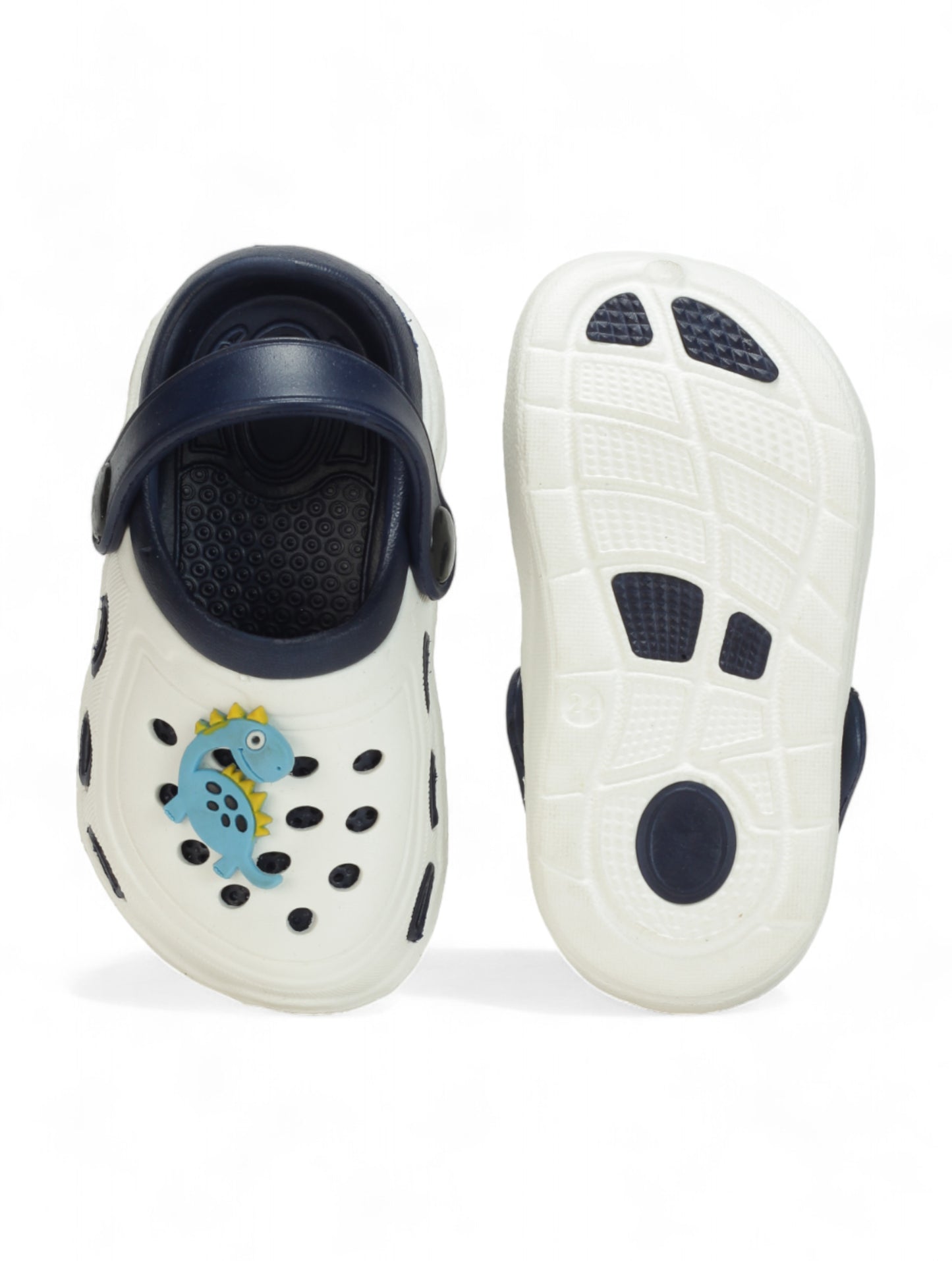 Dinosaur Applique Anti-Slip Clogs - Cream