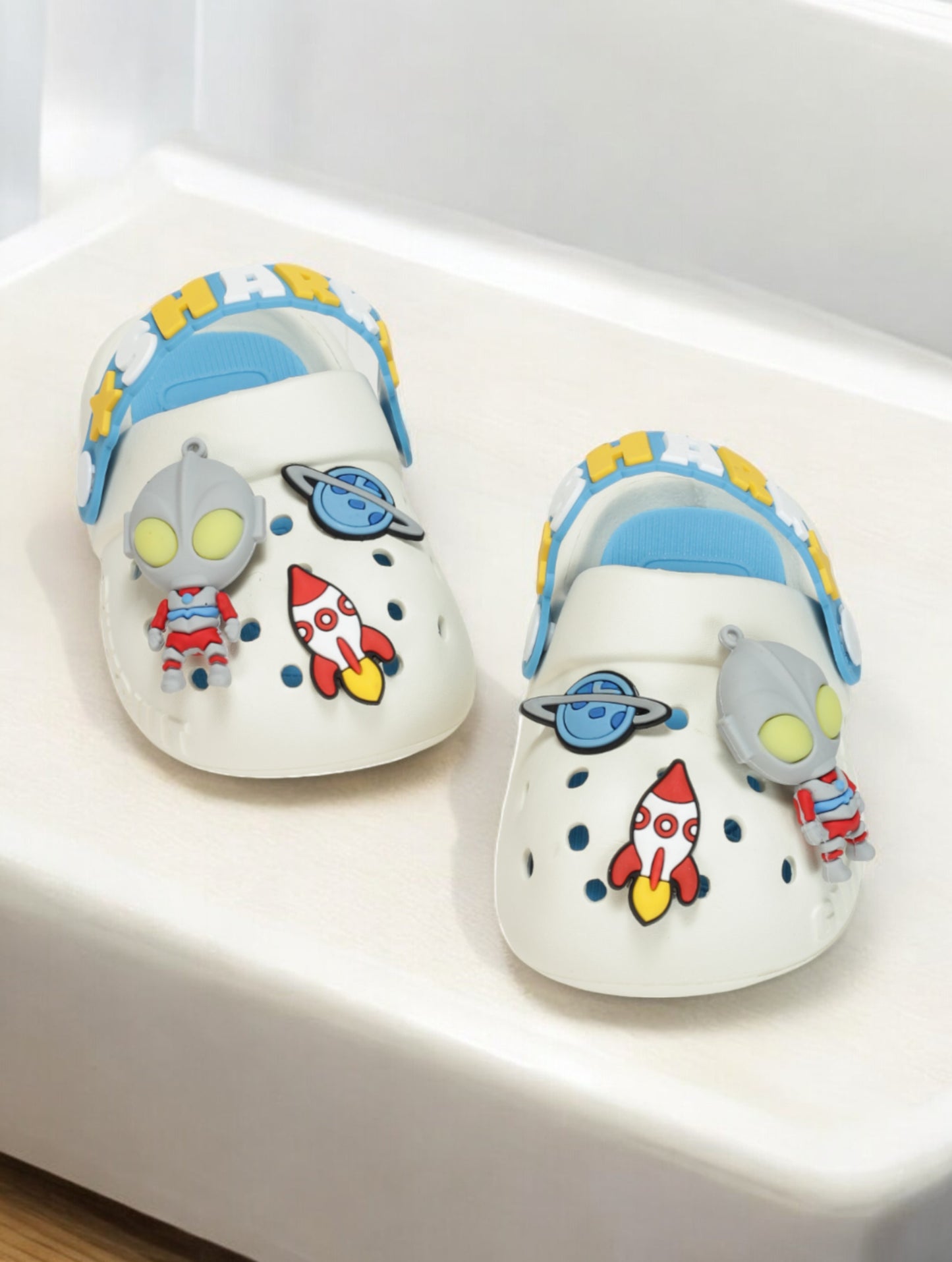 Space Applique Anti-Slip Led Clogs - Cream