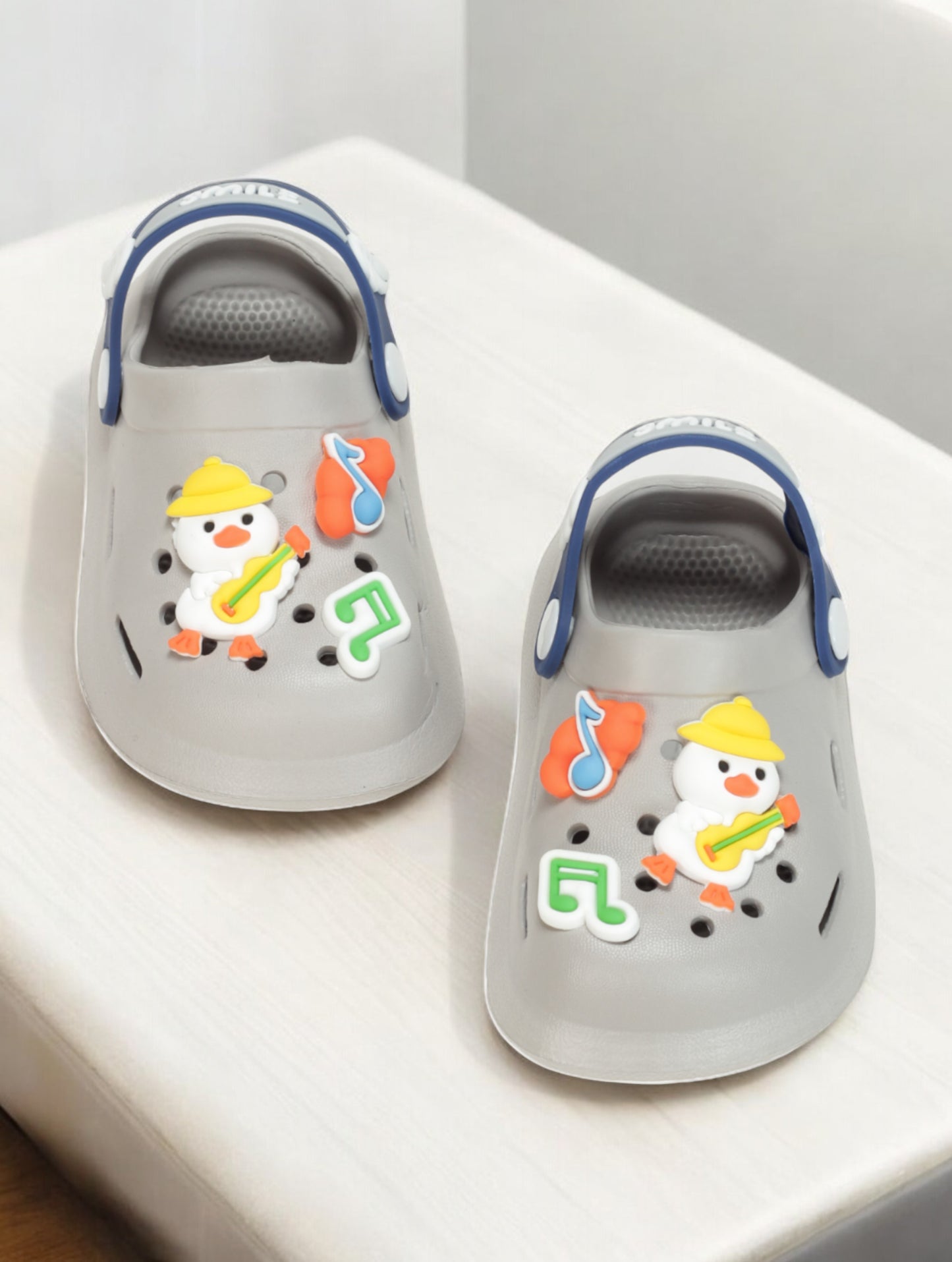 Duck Applique Anti-Slip Clogs - Grey