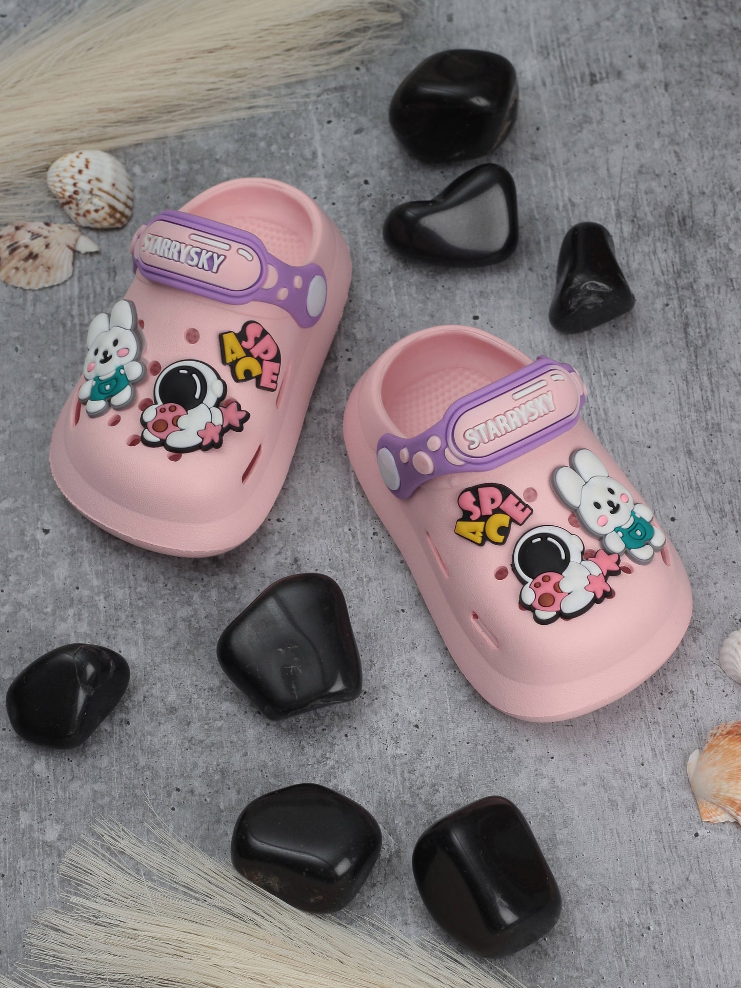 Astronaut Applique Anti-Slip Clogs - Pink