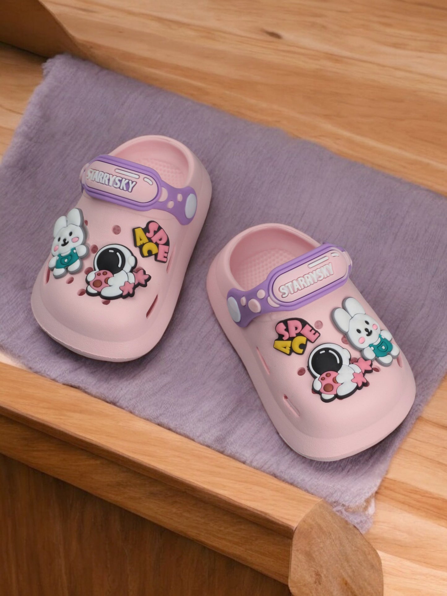 Astronaut Applique Anti-Slip Clogs - Pink