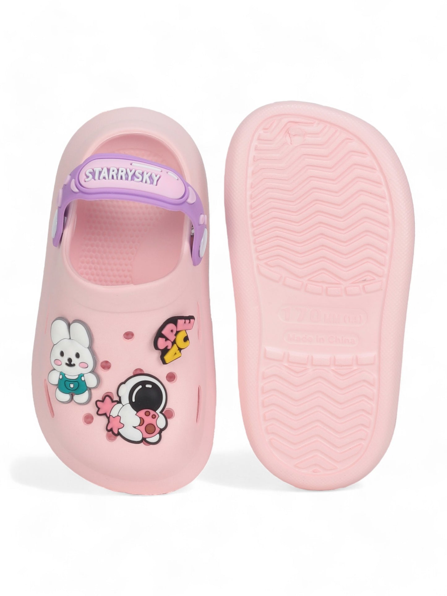 Astronaut Applique Anti-Slip Clogs - Pink