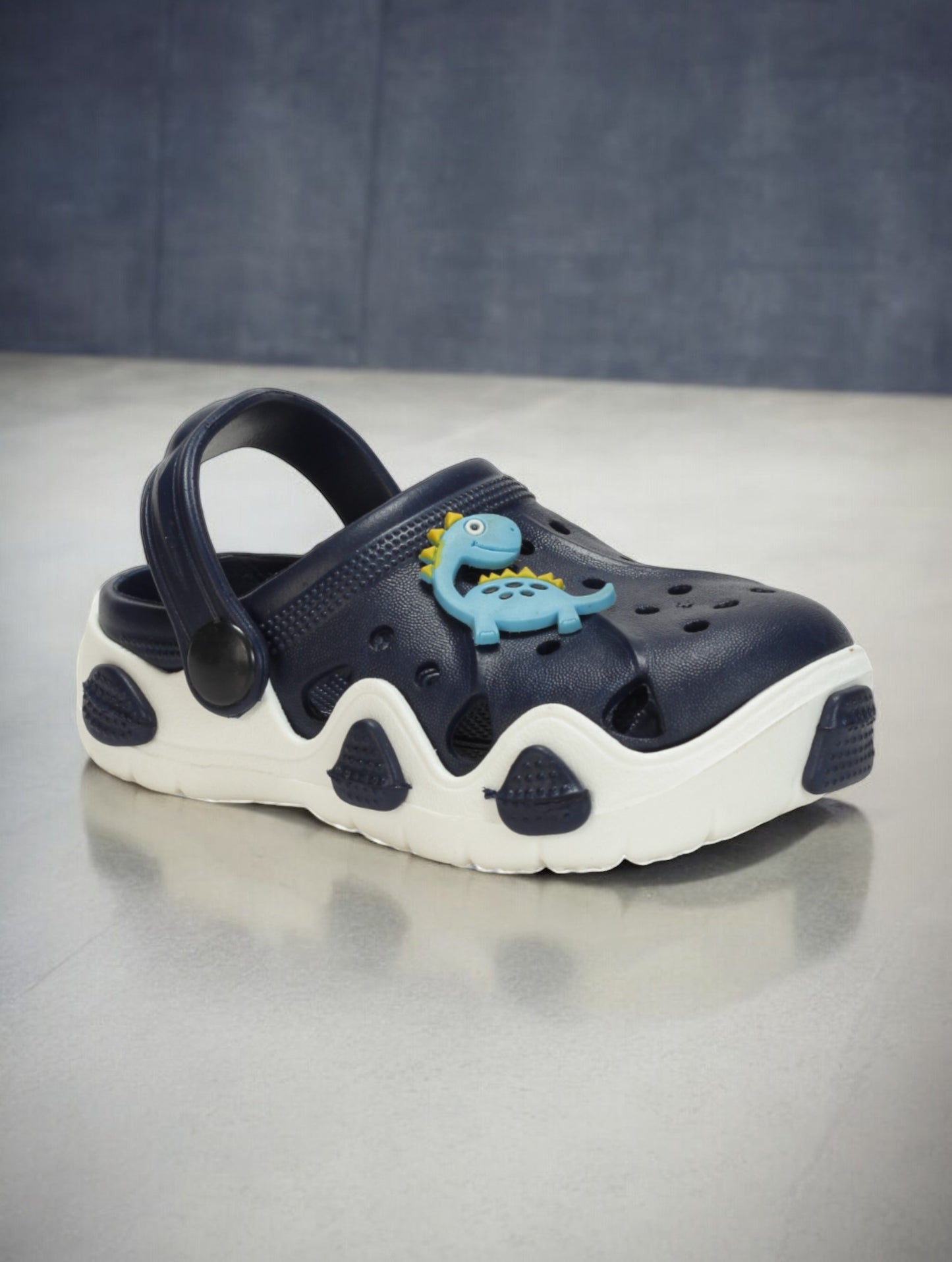 Dinosaur Applique Anti-Slip Clogs - Navy Blue