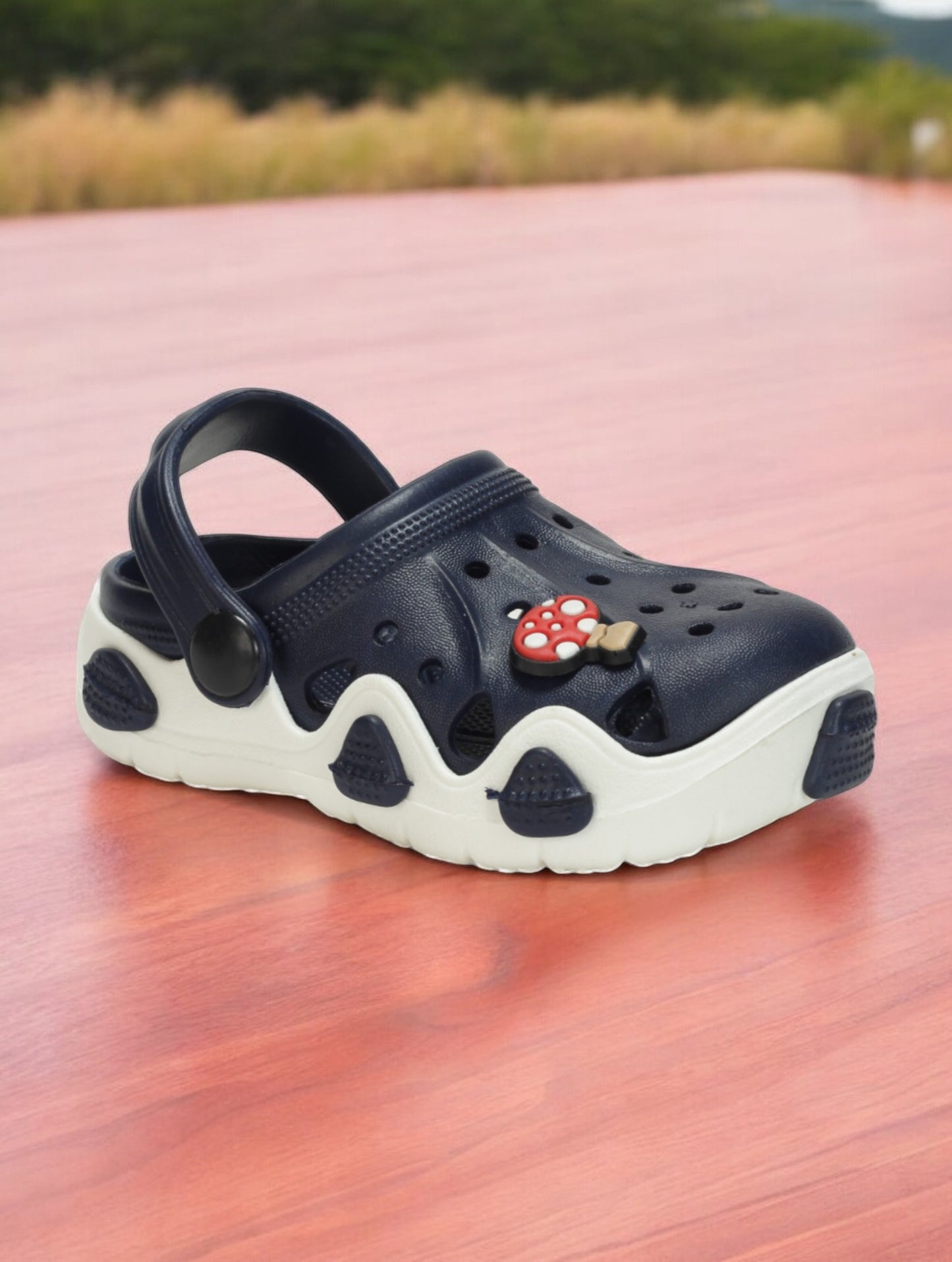 Mushroom Applique Anti-Slip Clogs - Navy Blue