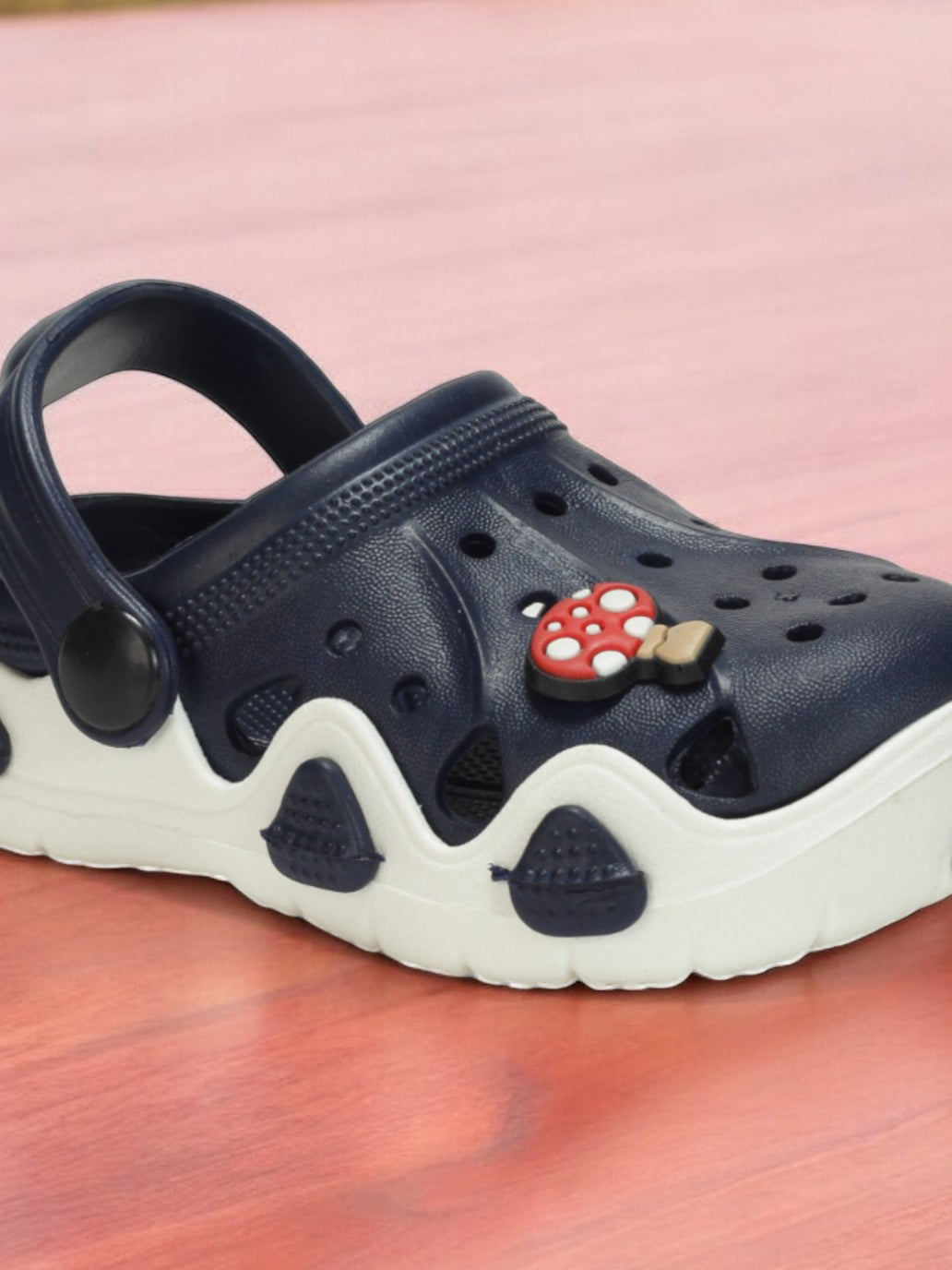 Mushroom Applique Anti-Slip Clogs - Navy Blue