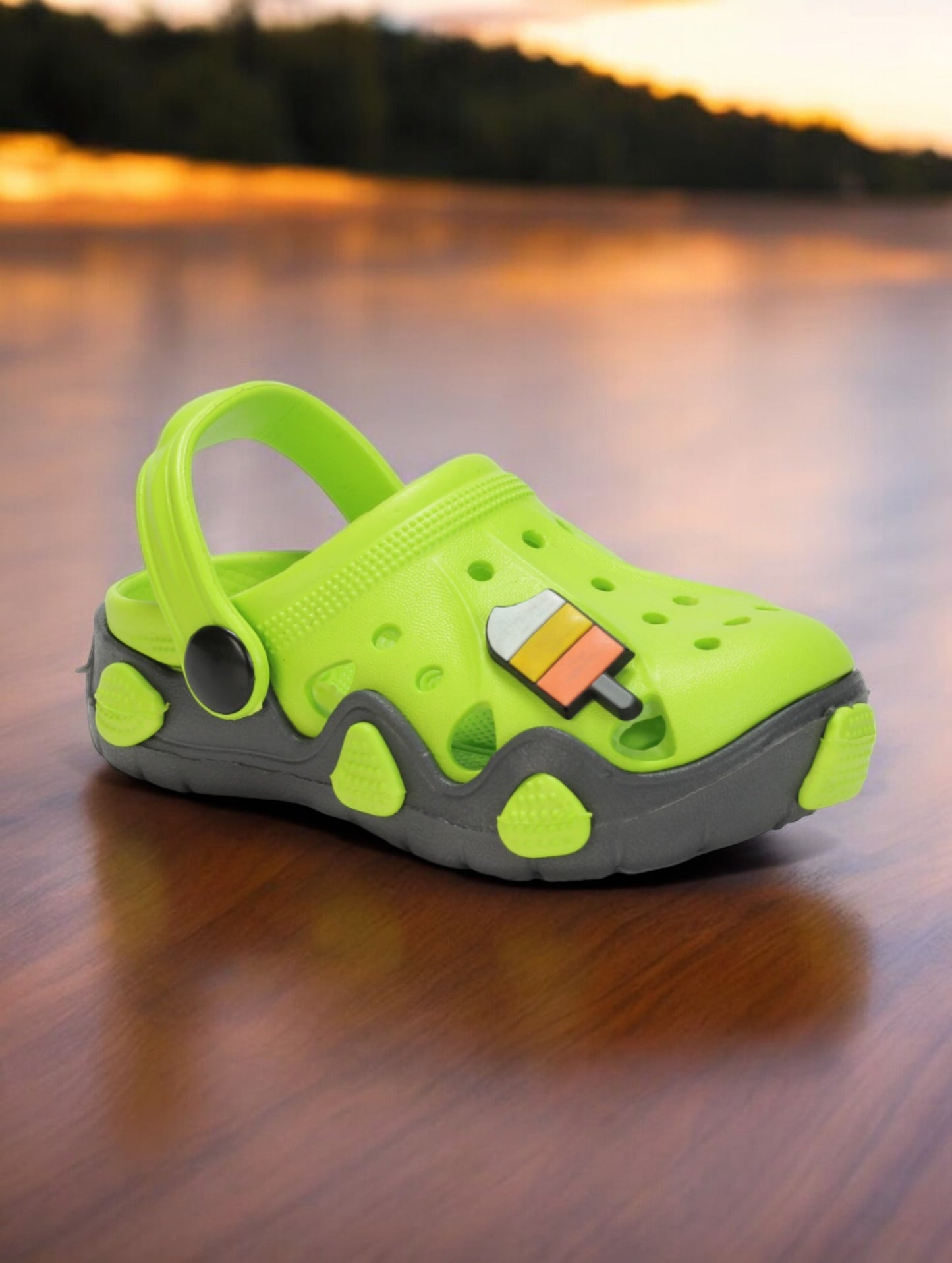 Ice Green Applique Anti-Slip Clogs - Green