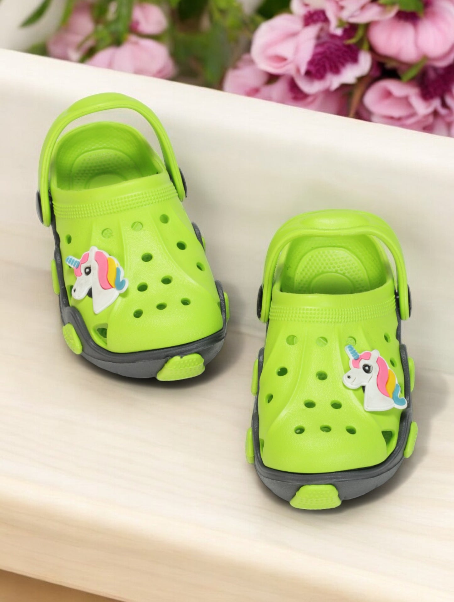 Unicorn Applique Anti-Slip Clogs - Green