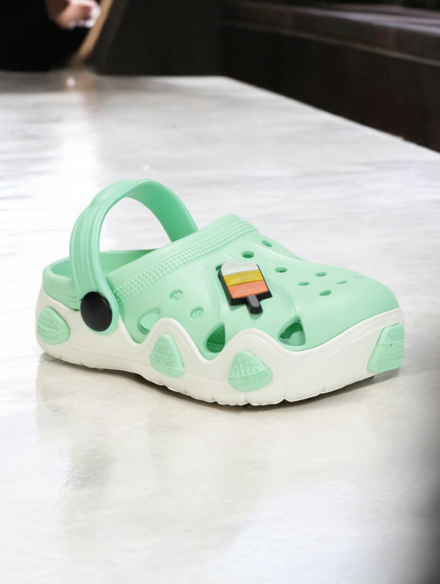 Ice Green Applique Anti-Slip Clogs - Green