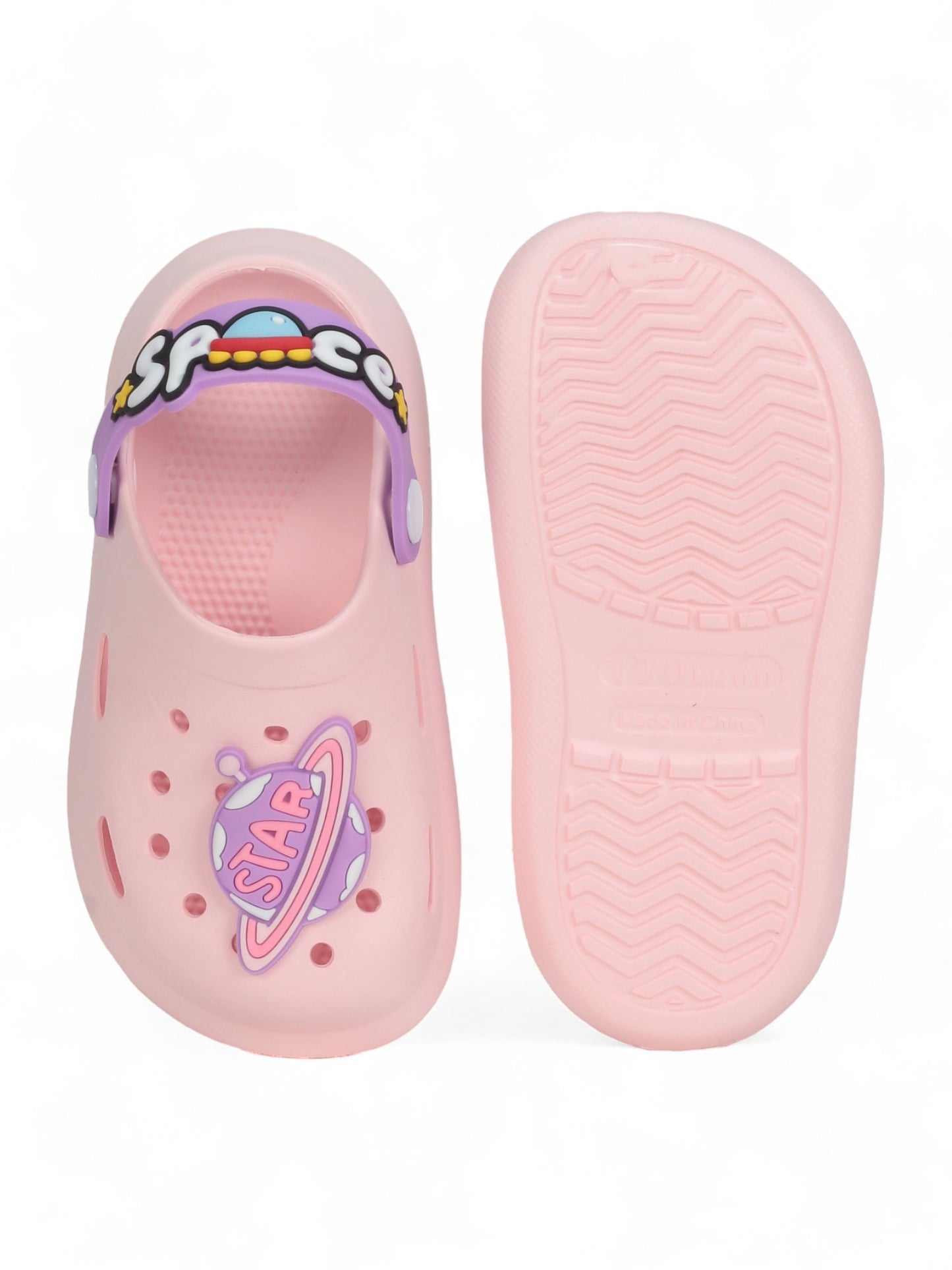 Space Astronaut Applique Anti-Slip Clogs - Pink