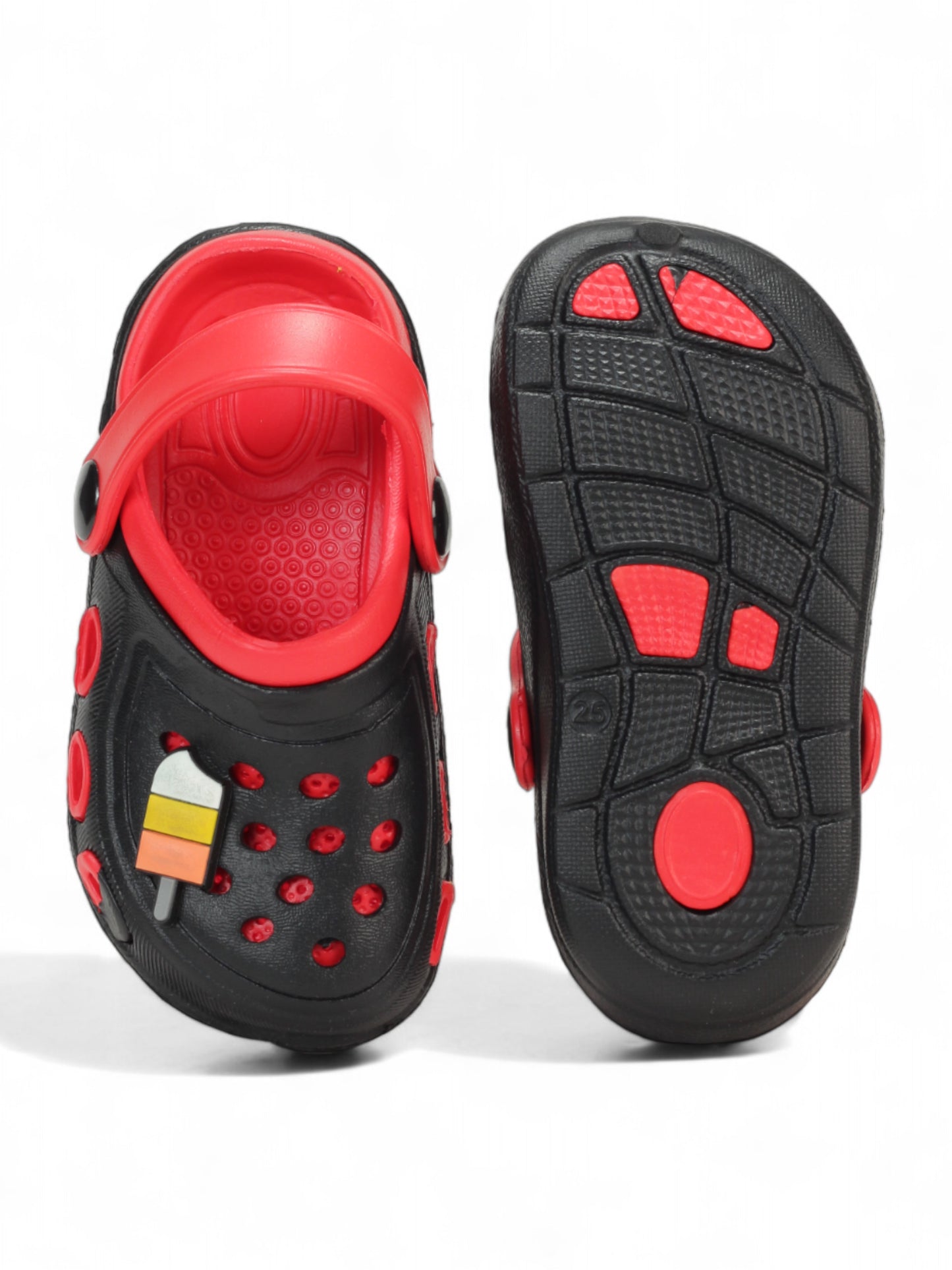 Ice Black Applique Anti-Slip Clogs - Black