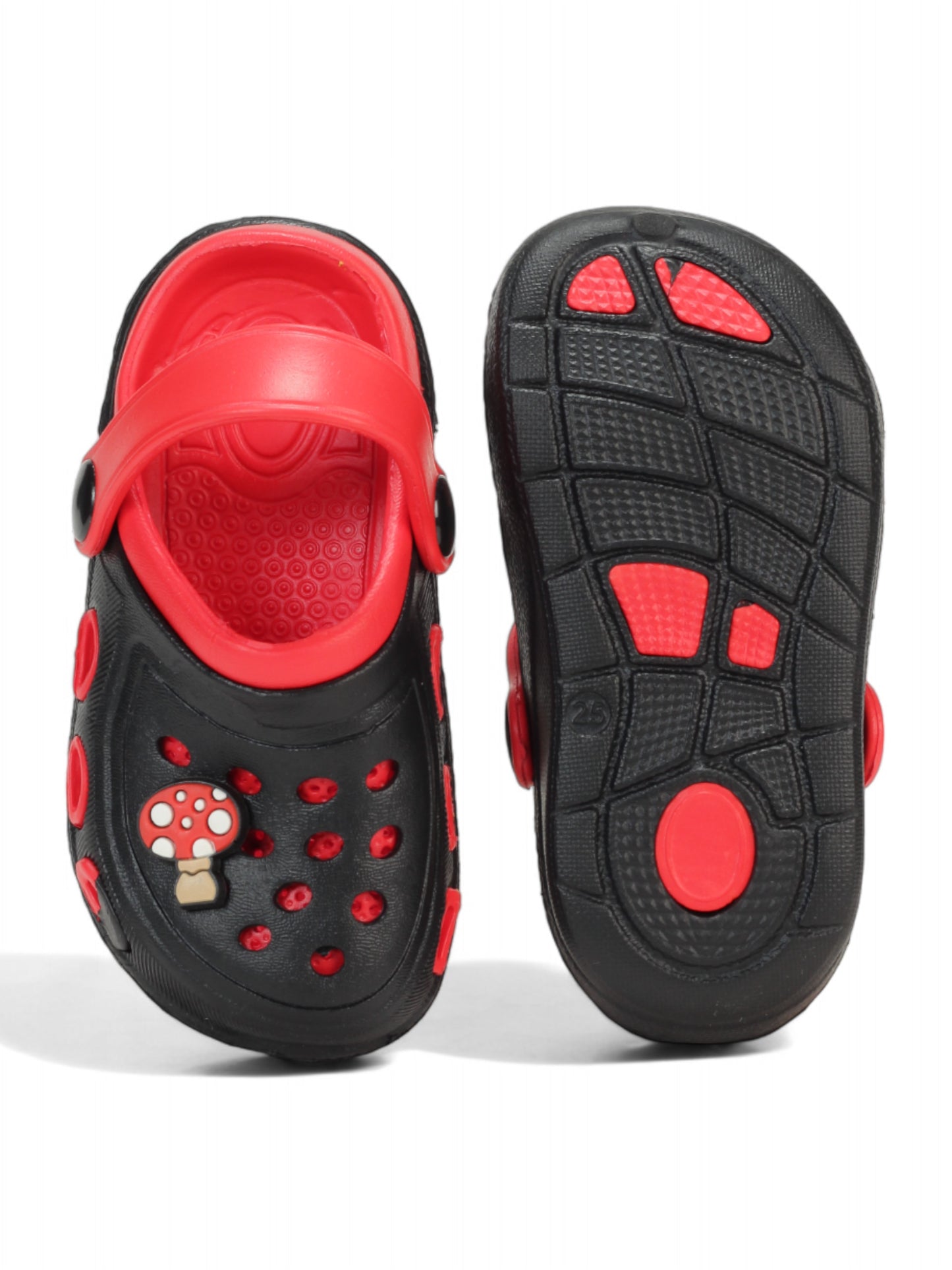 Mushroom Applique Anti-Slip Clogs - Black