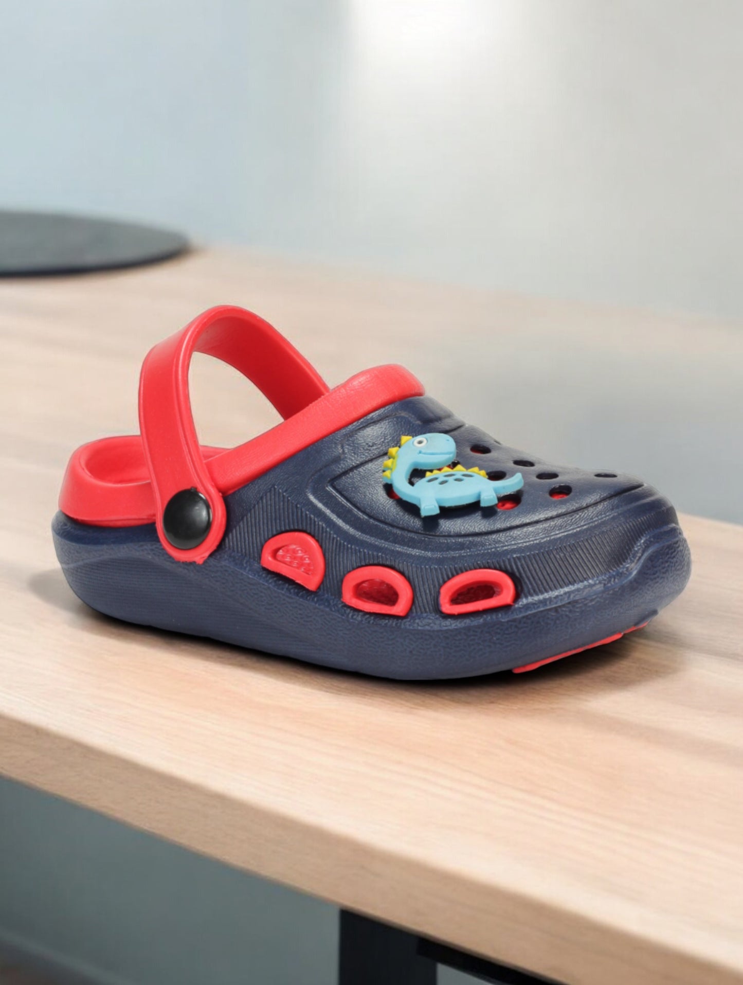 Dinosaur Applique Anti-Slip Clogs - Navy Blue