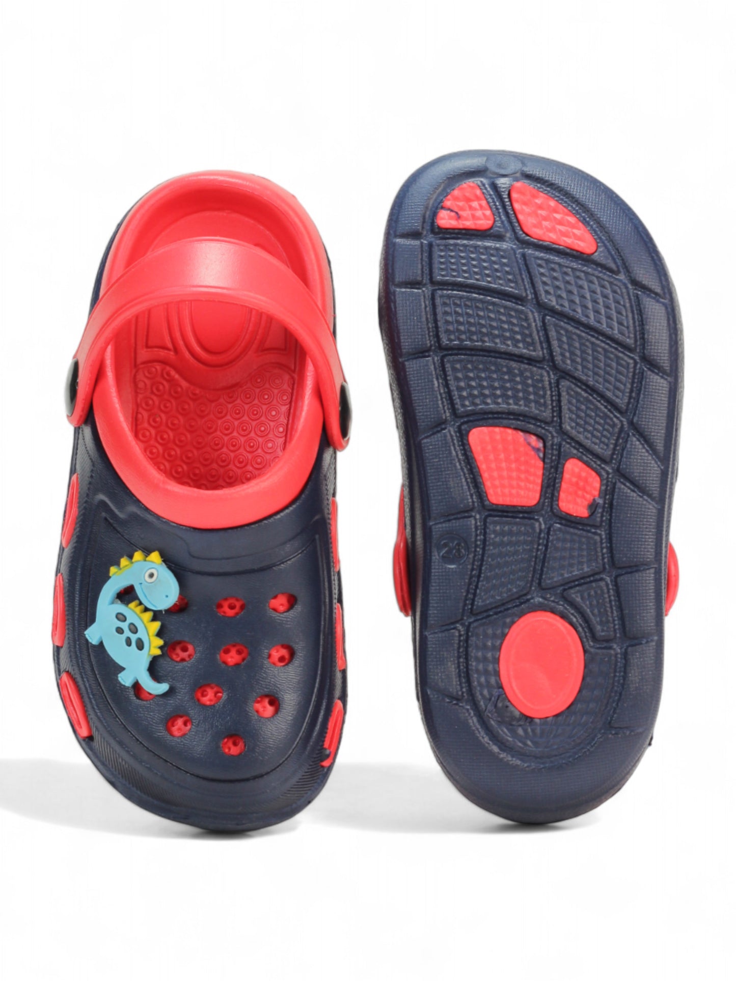 Dinosaur Applique Anti-Slip Clogs - Navy Blue