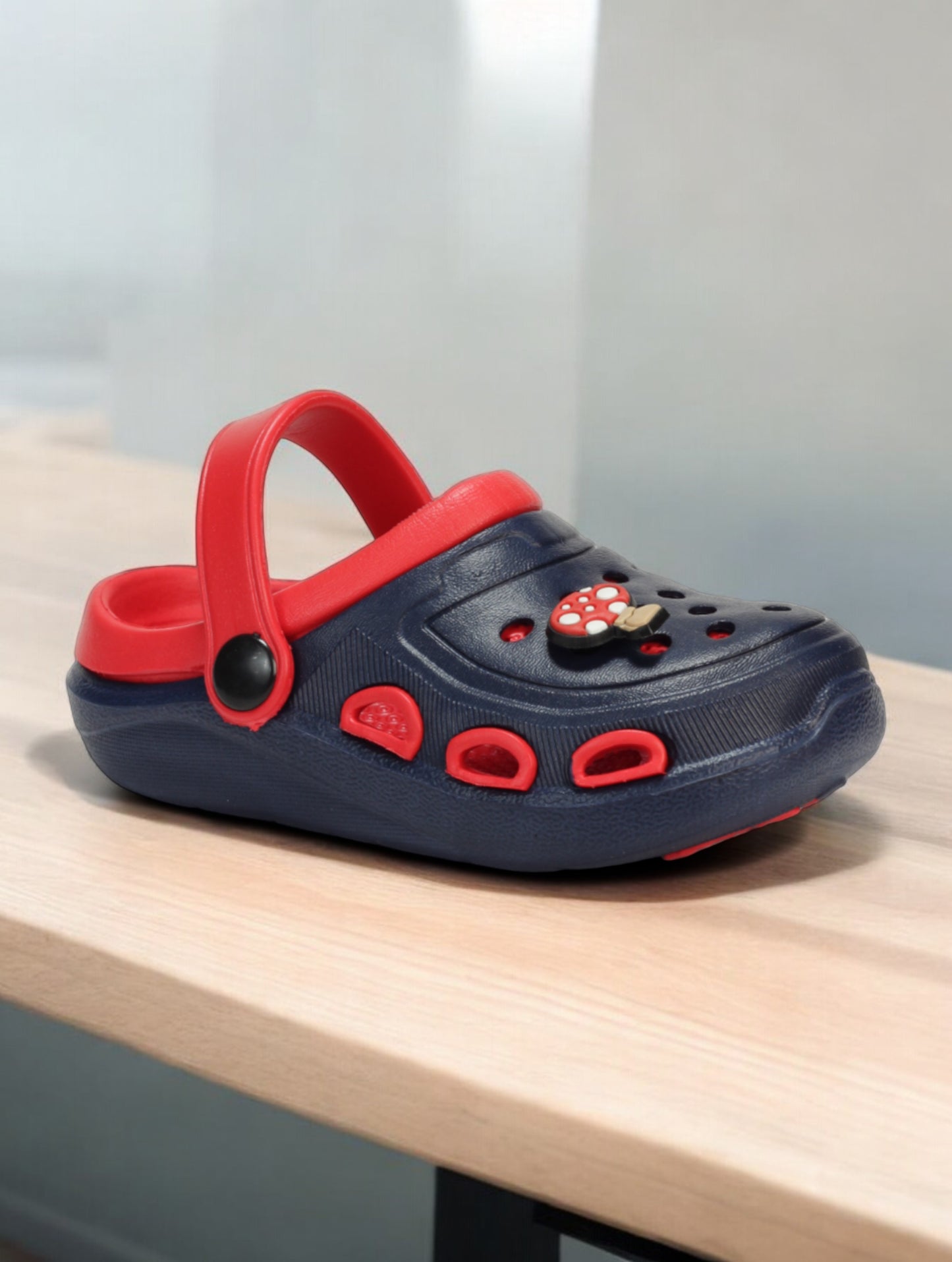 Mushroom Applique Anti-Slip Clogs - Navy Blue