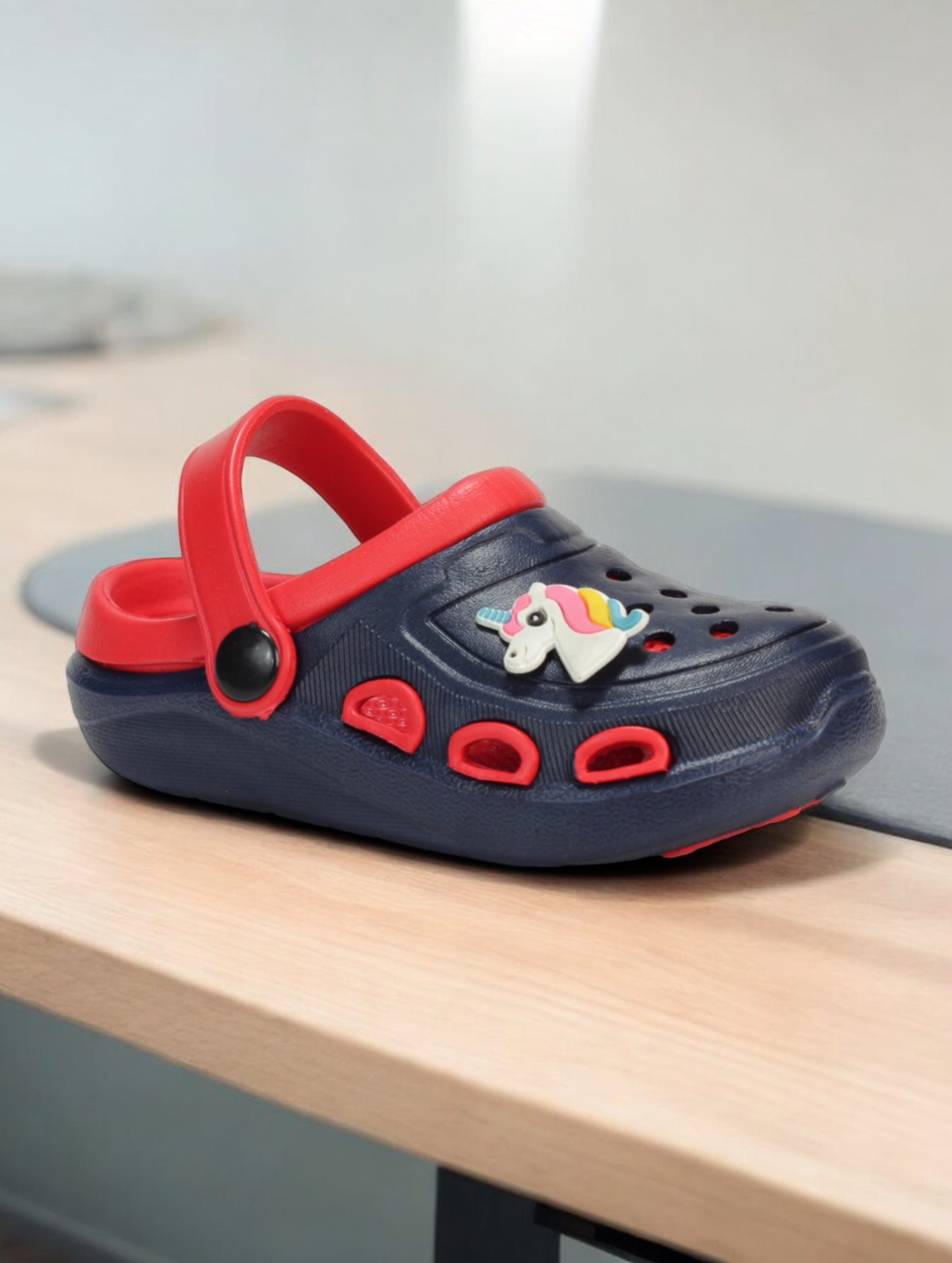 Unicorn Applique Anti-Slip Clogs - Navy Blue