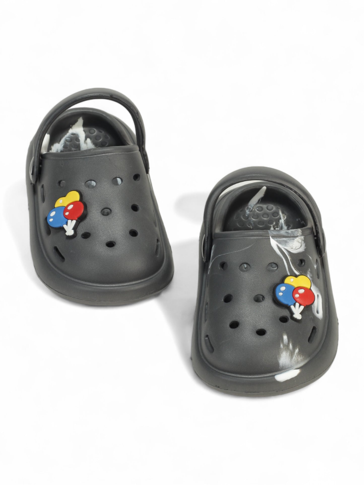 Marble Look Balloon Applique Anti-Slip Clogs - Grey