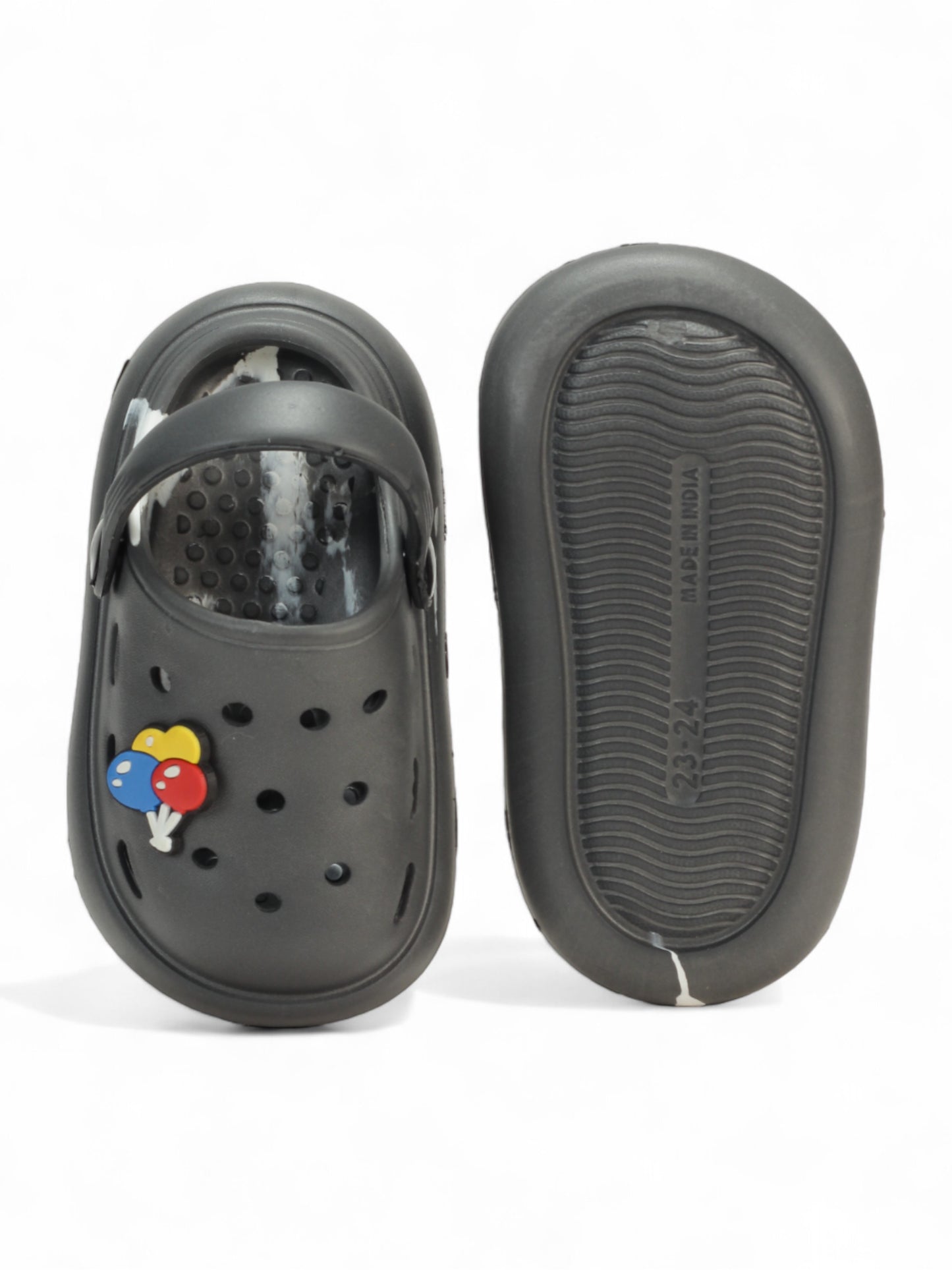 Marble Look Balloon Applique Anti-Slip Clogs - Grey