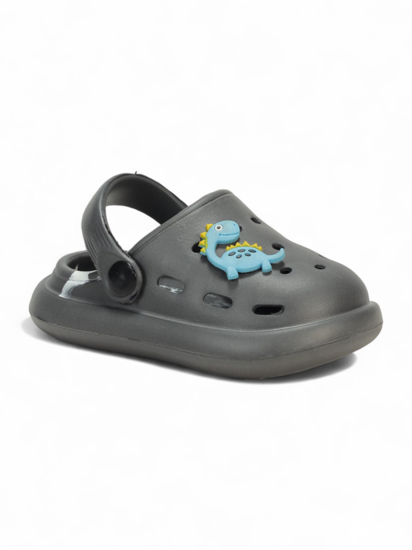 Marble Look Dinosaur Applique Anti-Slip Clogs - Grey
