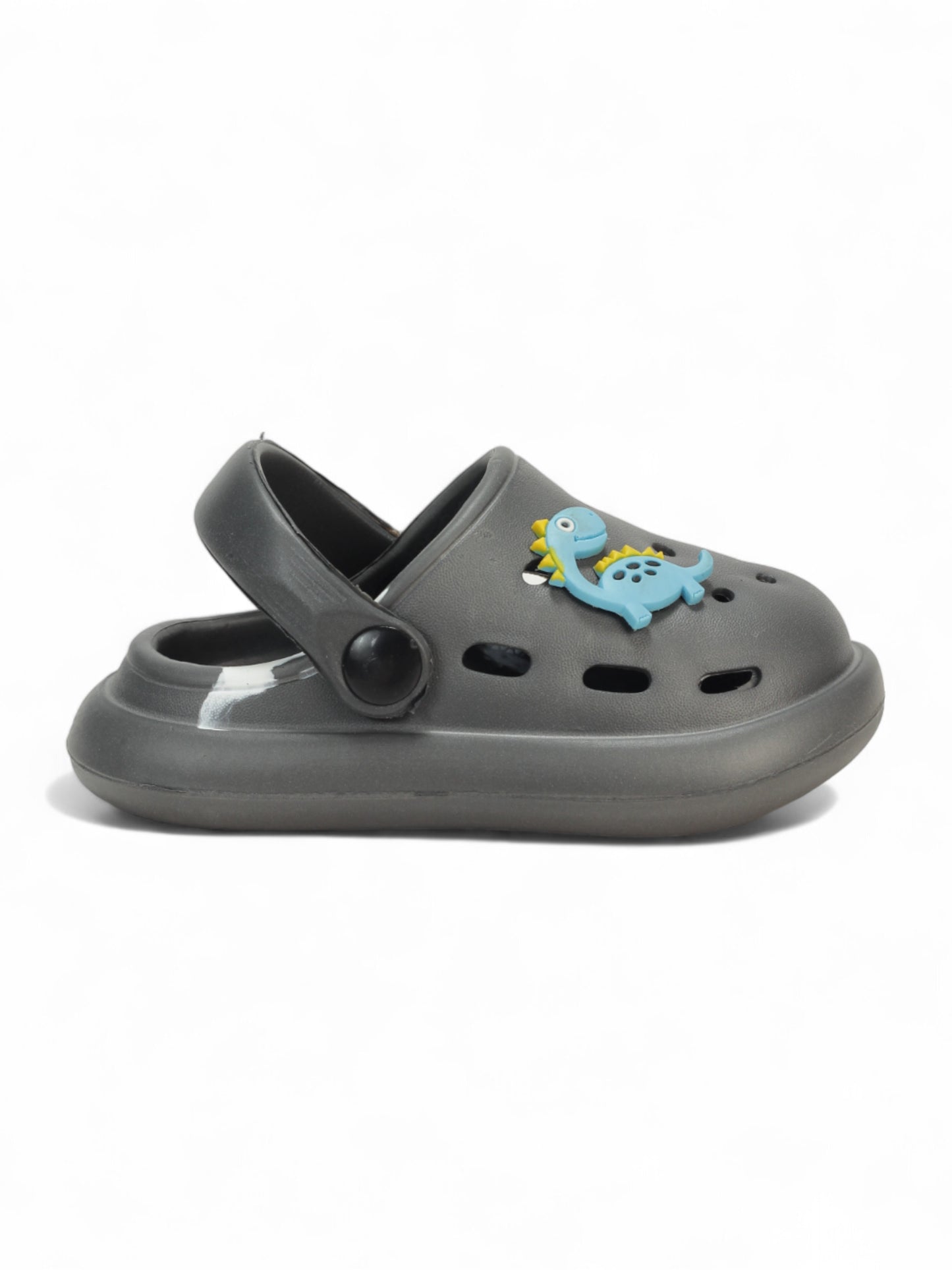 Marble Look Dinosaur Applique Anti-Slip Clogs - Grey