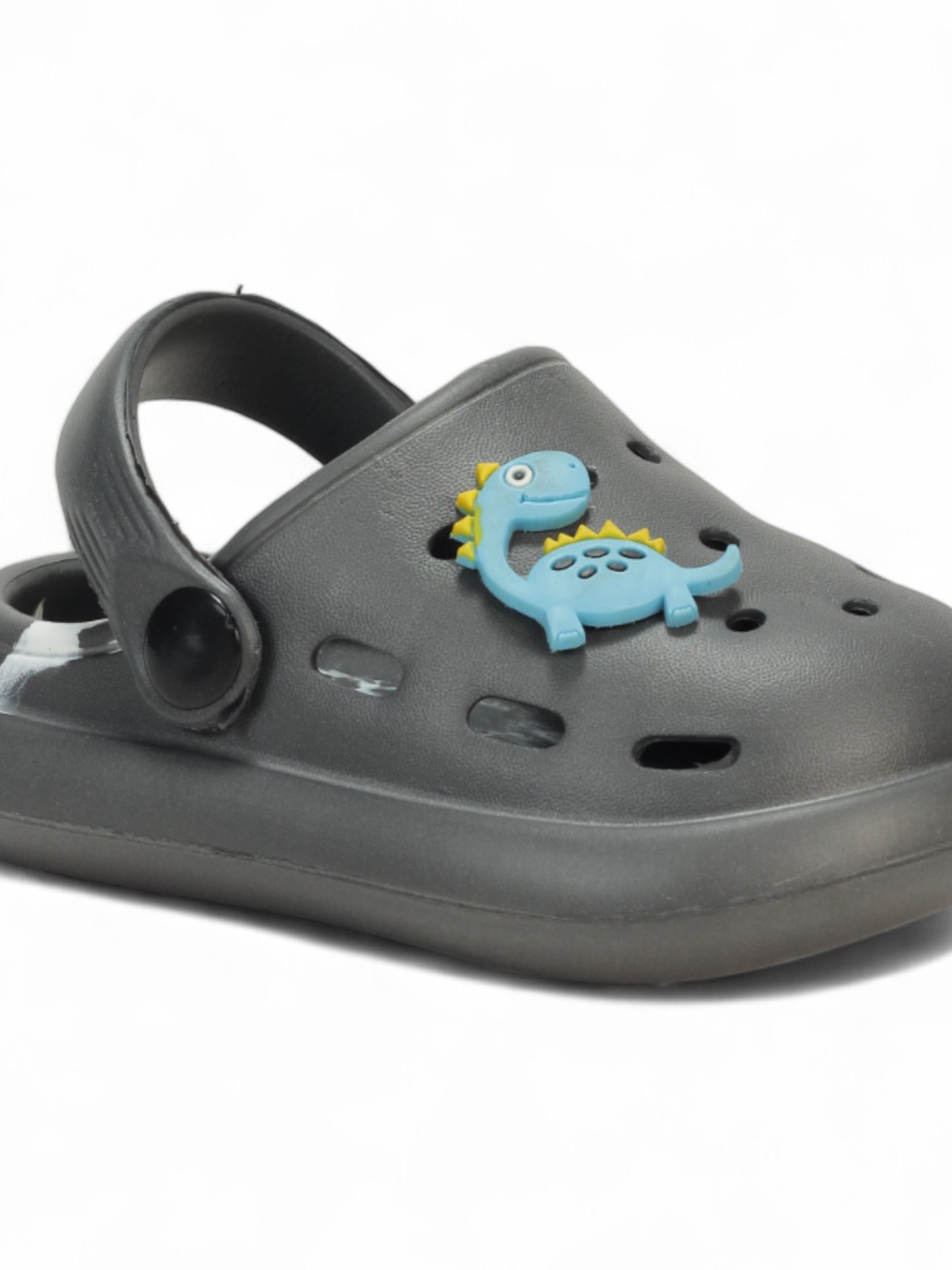 Marble Look Dinosaur Applique Anti-Slip Clogs - Grey