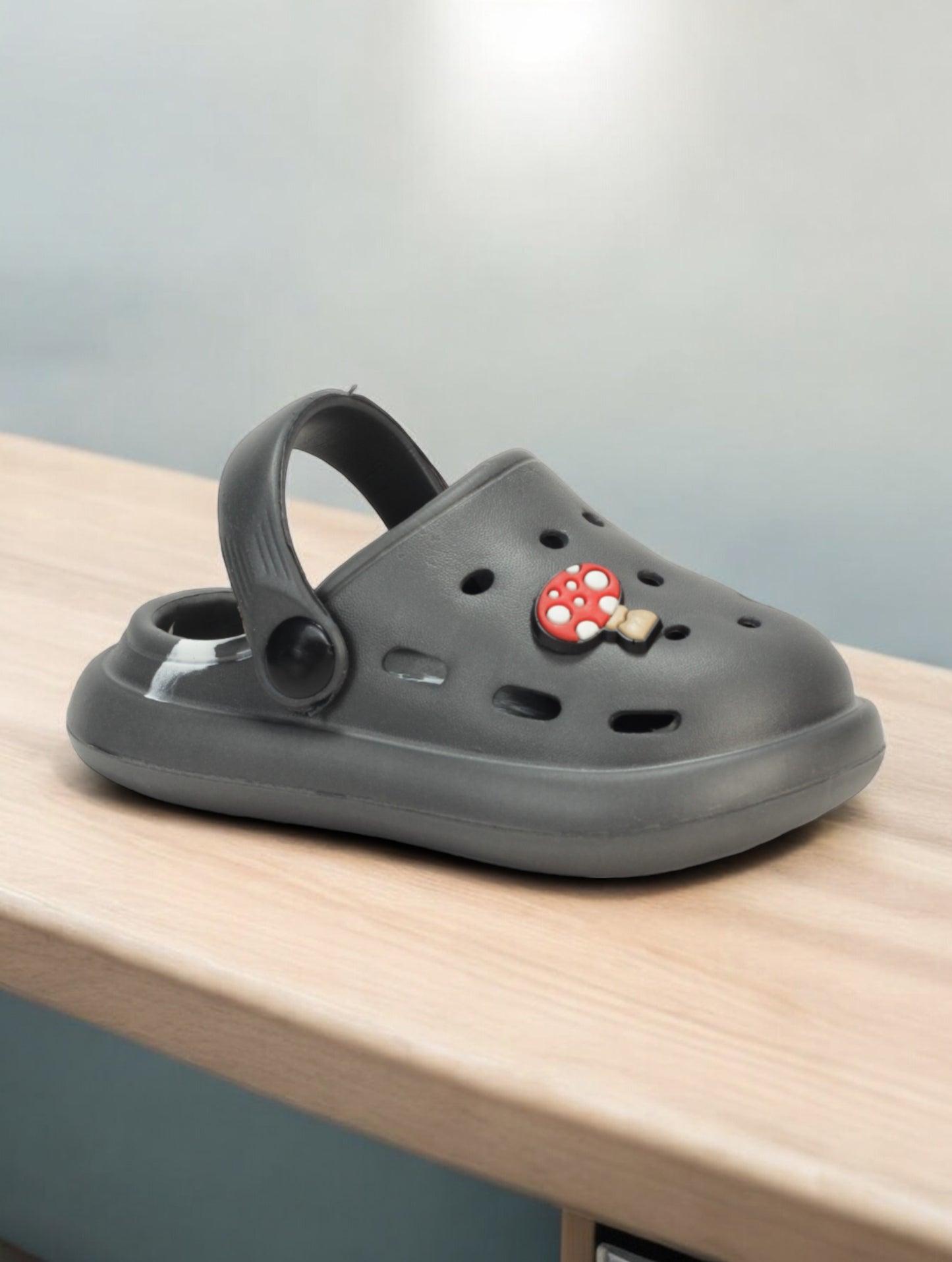 Marble Look Mushroom Applique Anti-Slip Clogs - Grey