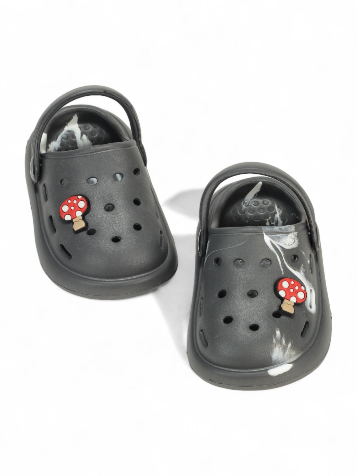 Marble Look Mushroom Applique Anti-Slip Clogs - Grey