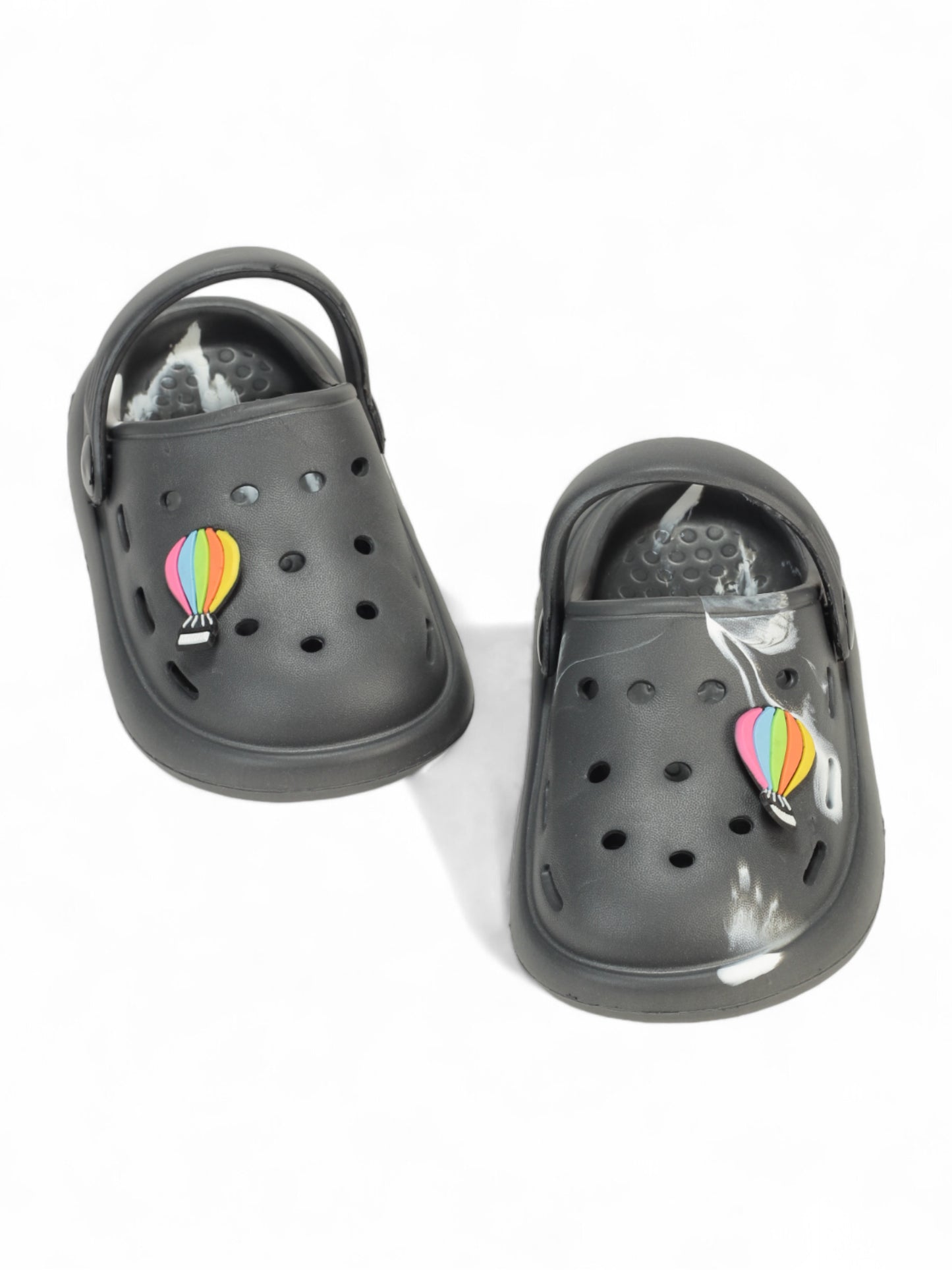 Marble Look Hot Air Balloon Applique Anti-Slip Clogs - Grey