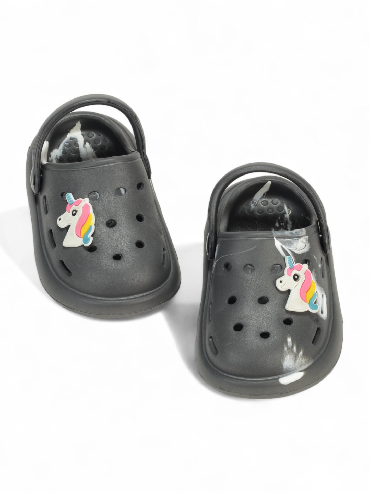 Marble Look Unicorn Applique Anti-Slip Clogs - Grey