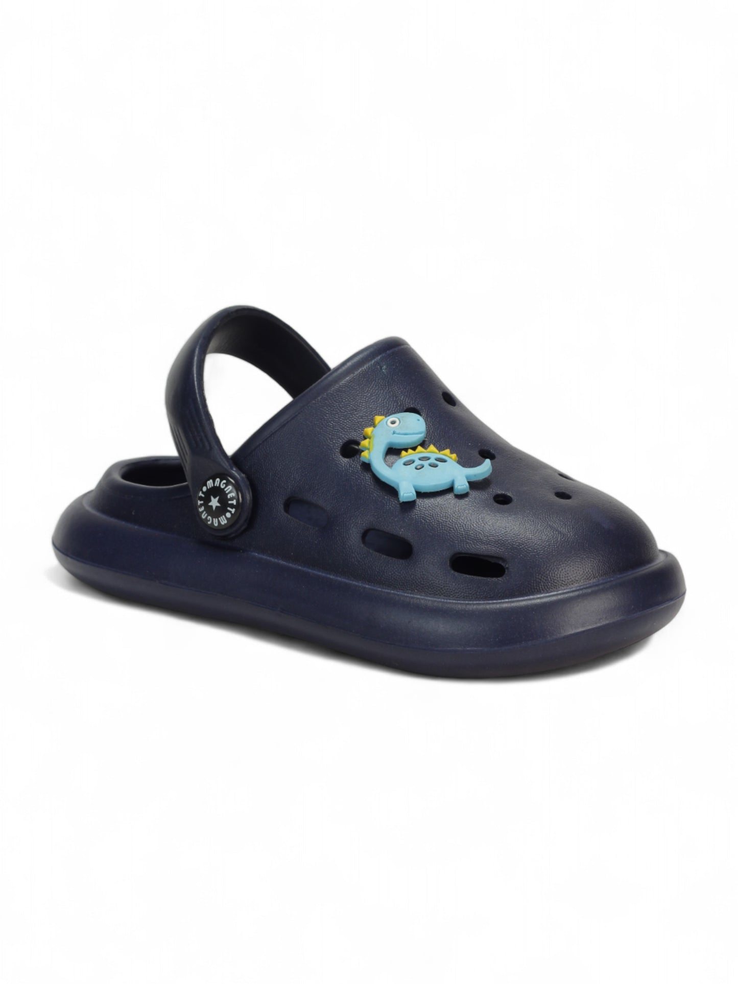 Marble Look Dinosaur Applique Anti-Slip Clogs - Navy Blue