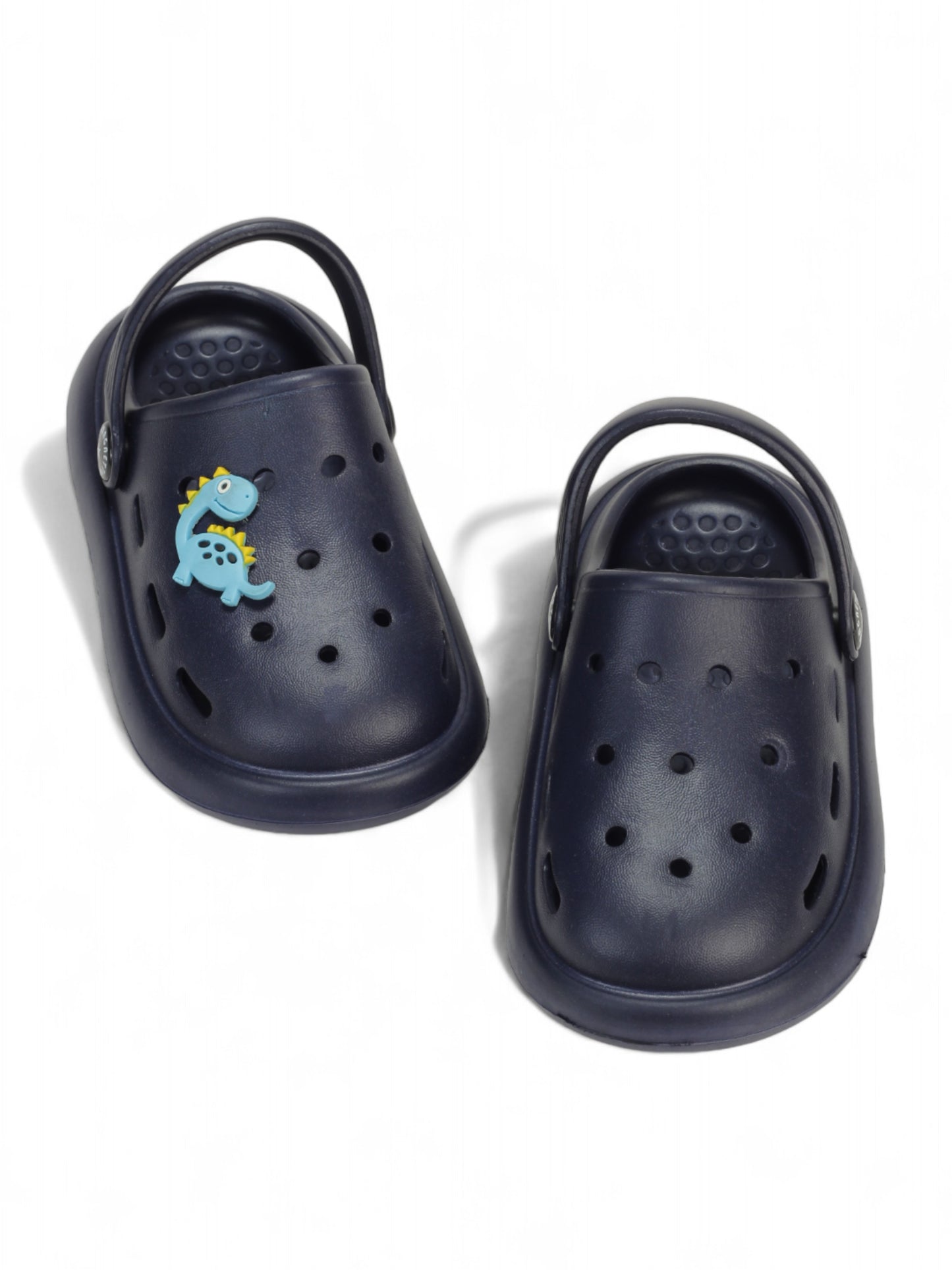 Marble Look Dinosaur Applique Anti-Slip Clogs - Navy Blue