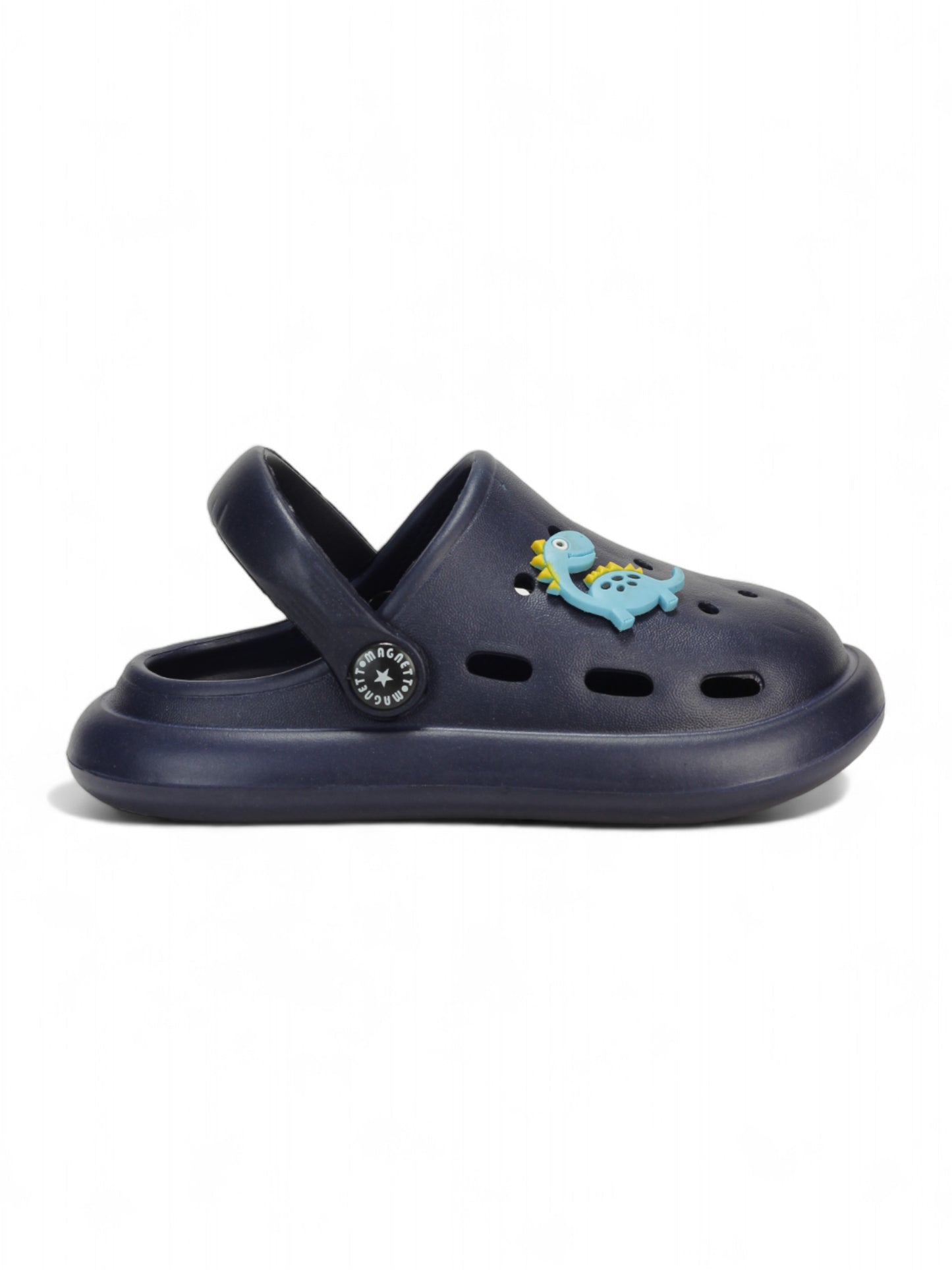 Marble Look Dinosaur Applique Anti-Slip Clogs - Navy Blue