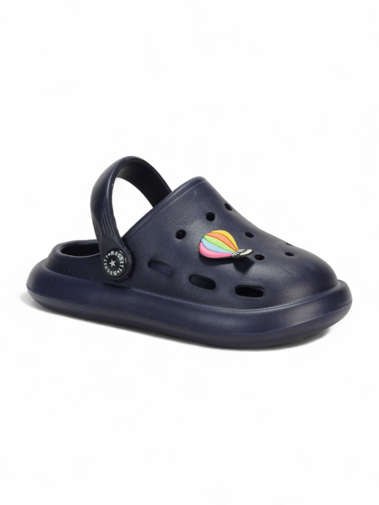 Marble Look Hot Air Balloon Applique Anti-Slip Clogs - Navy Blue