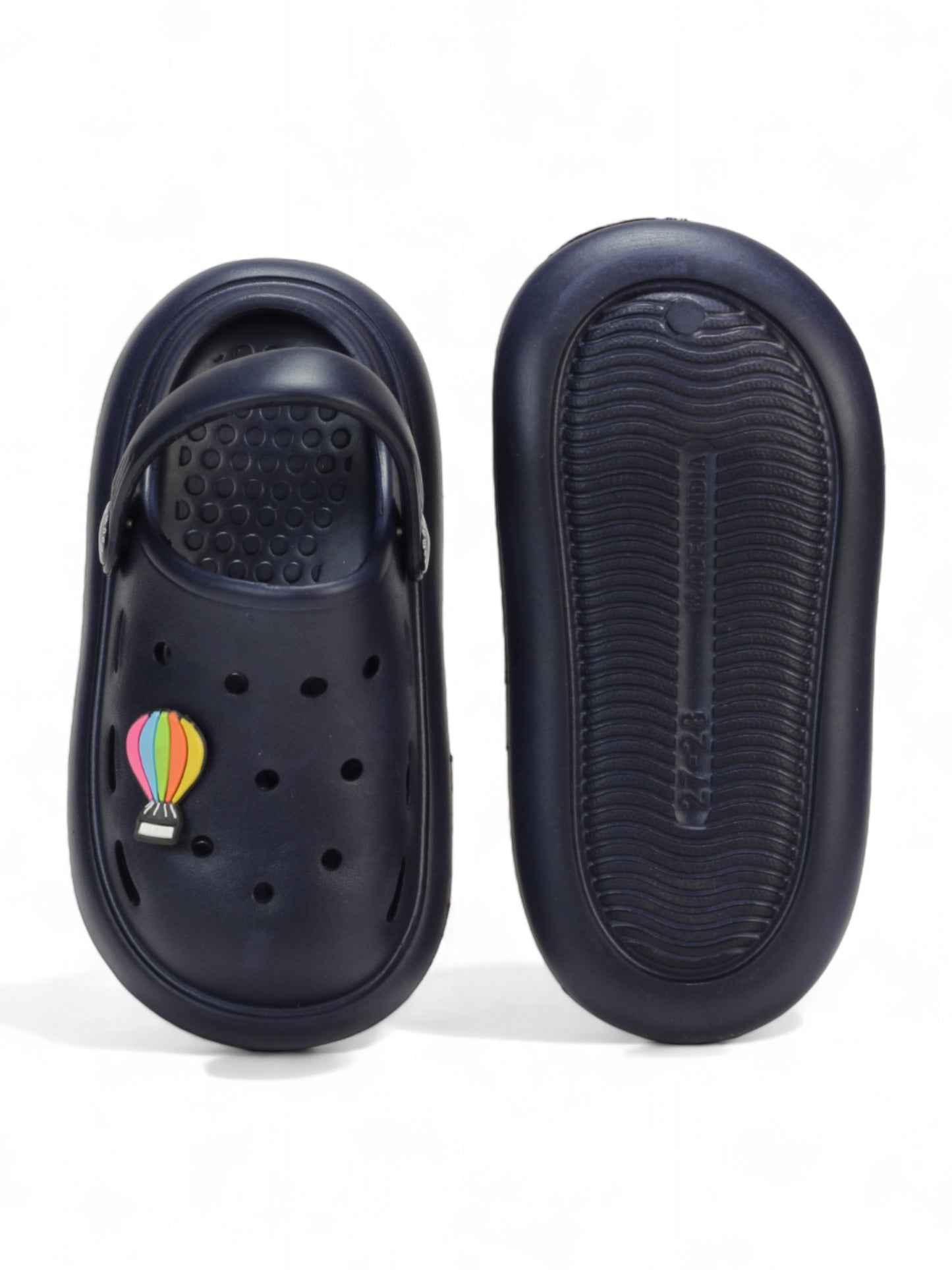 Marble Look Hot Air Balloon Applique Anti-Slip Clogs - Navy Blue