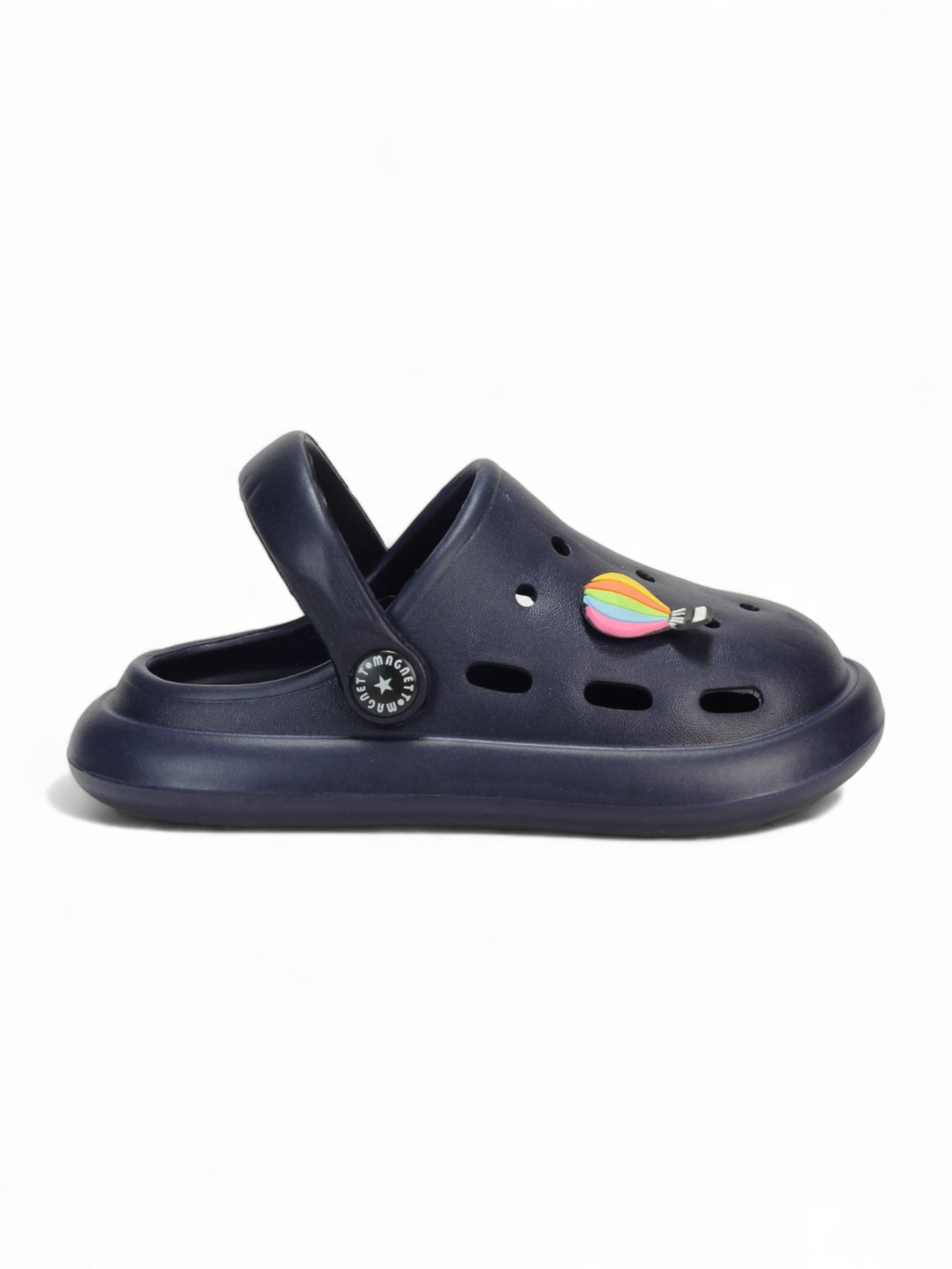 Marble Look Hot Air Balloon Applique Anti-Slip Clogs - Navy Blue