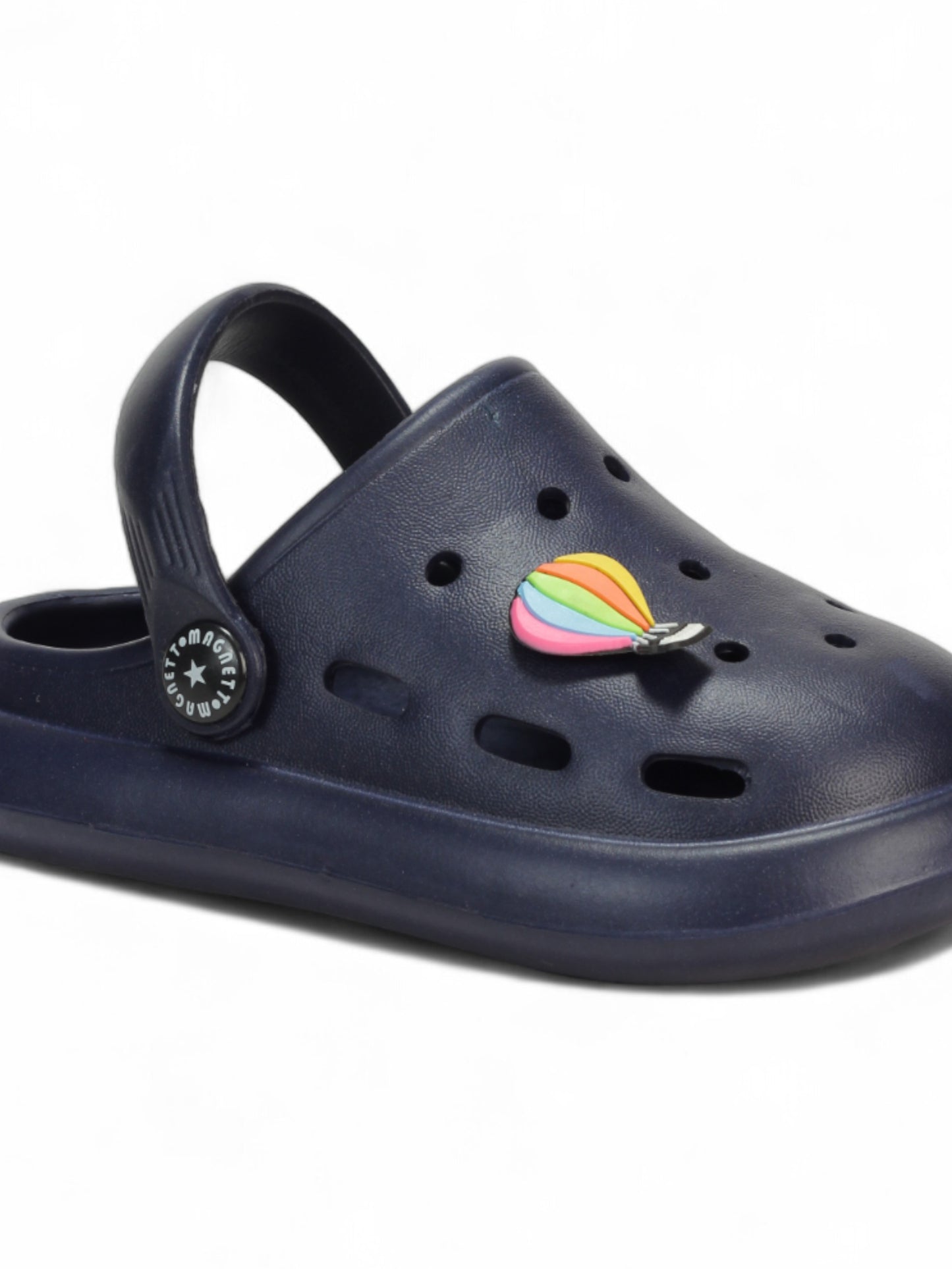 Marble Look Hot Air Balloon Applique Anti-Slip Clogs - Navy Blue