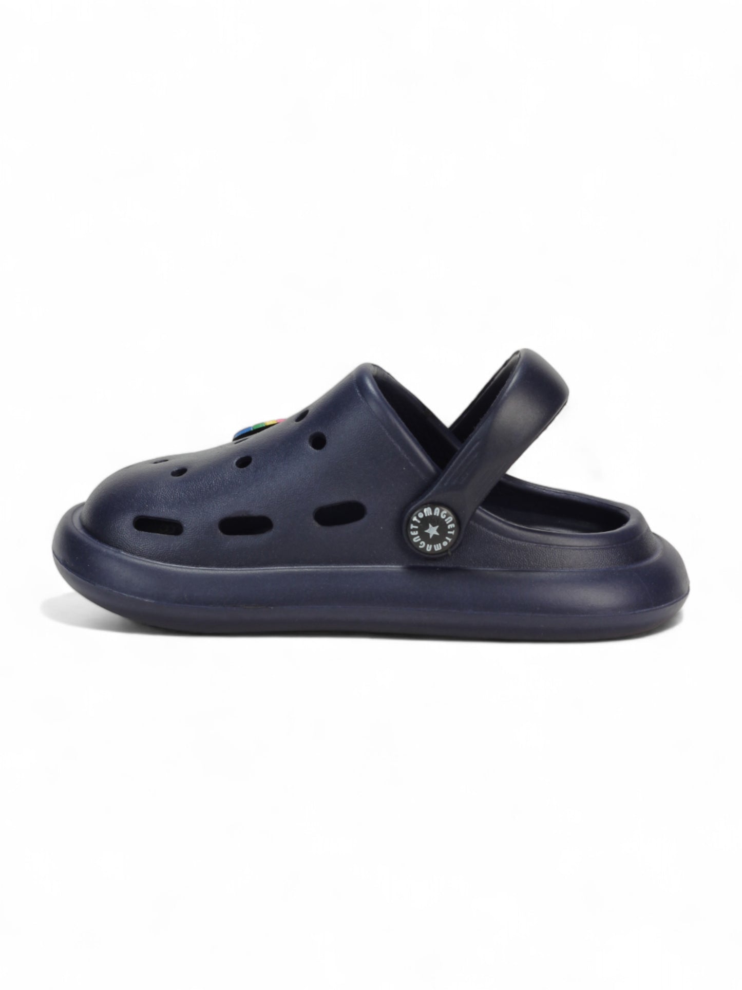 Marble Look Smily Applique Anti-Slip Clogs - Navy Blue