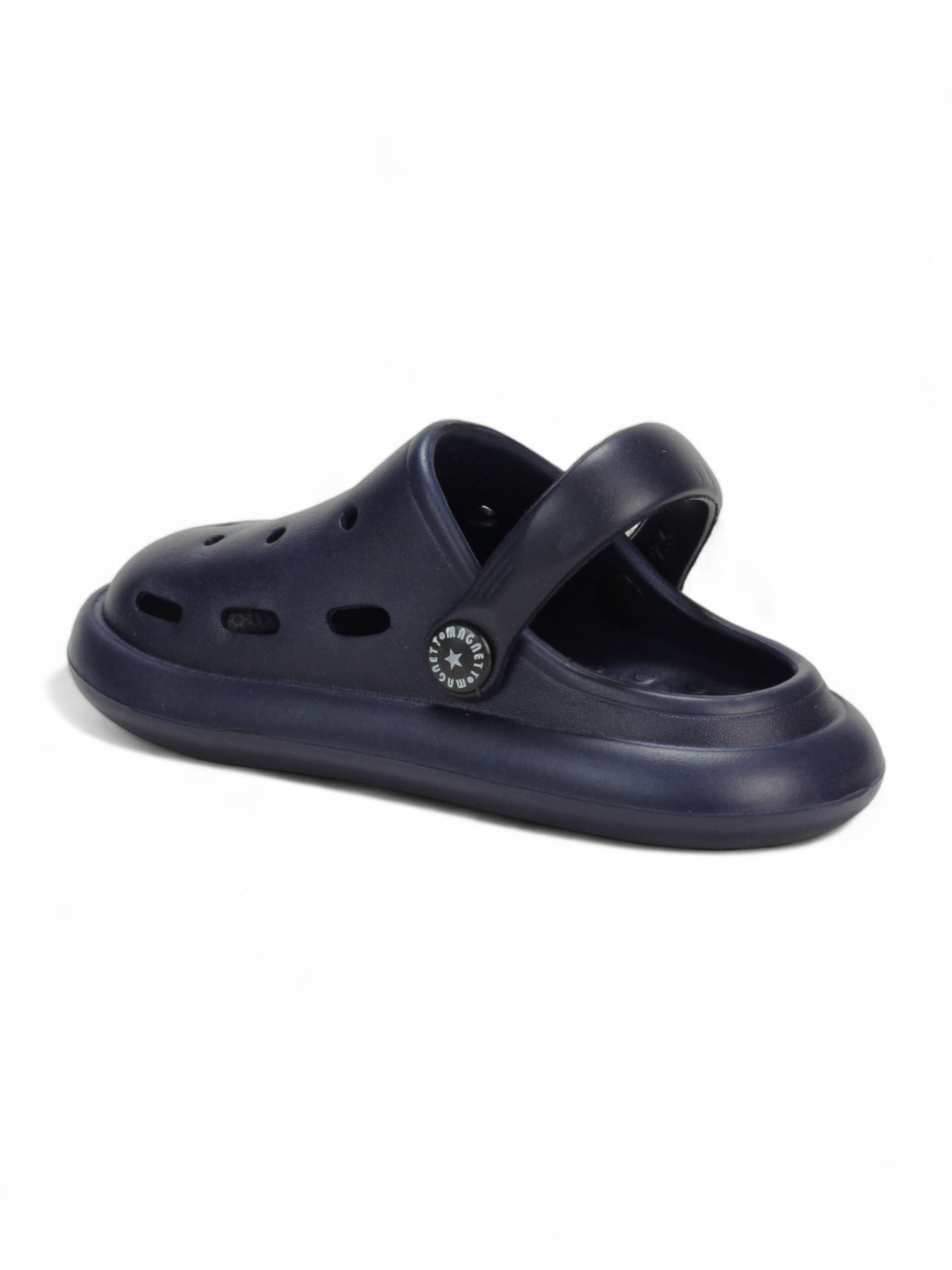 Marble Look Smily Applique Anti-Slip Clogs - Navy Blue